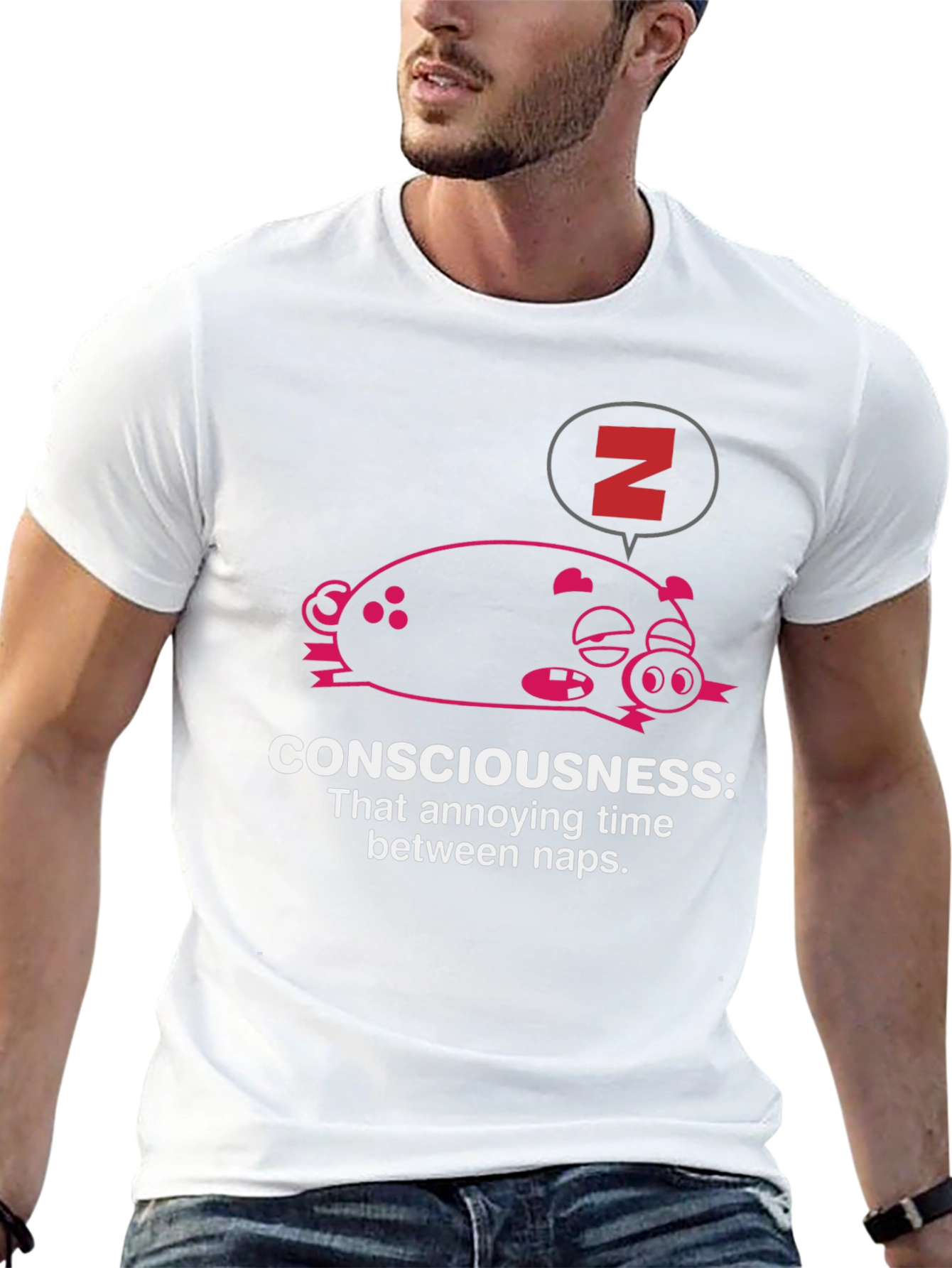 Consciousness Nap T-Shirt: Funny Sleep Pig