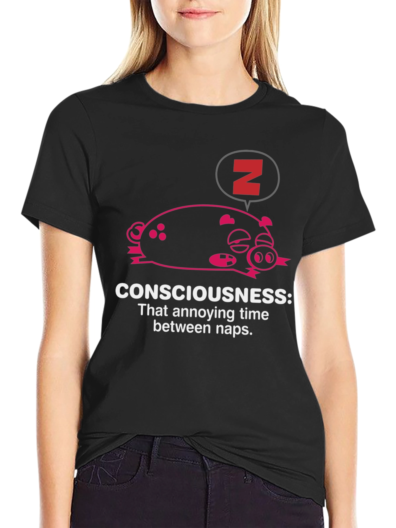 Consciousness Nap T-Shirt: Funny Sleep Pig