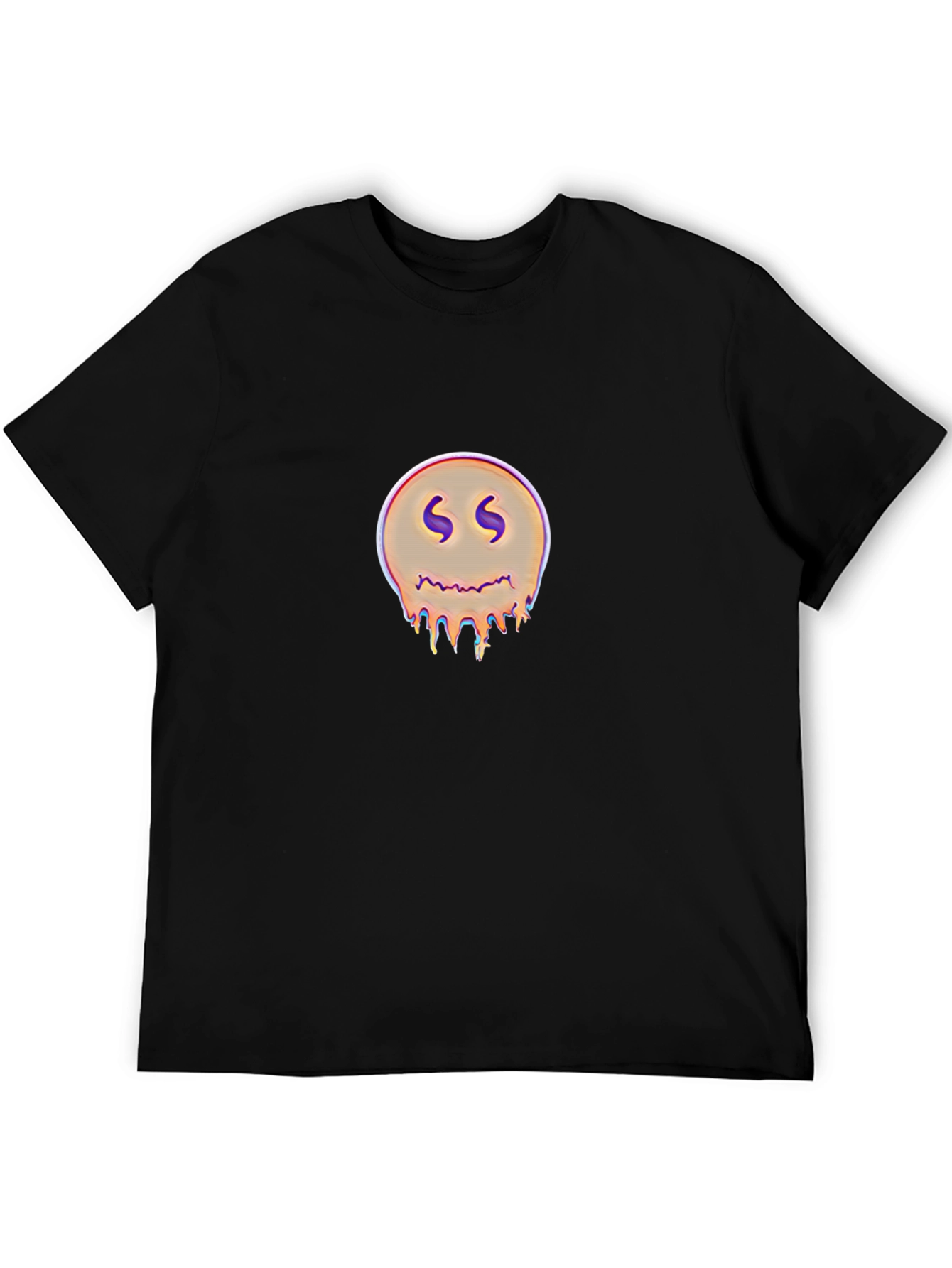 Dripping Smiley Graphic Black T-Shirt
