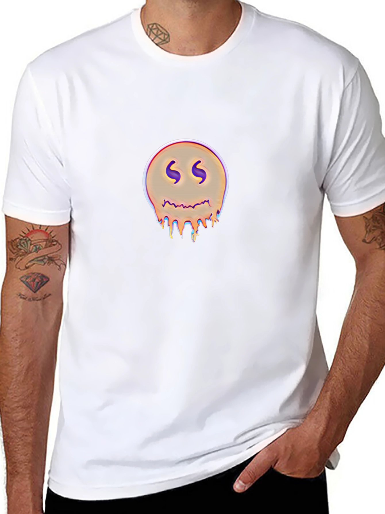 Dripping Smiley Graphic Black T-Shirt