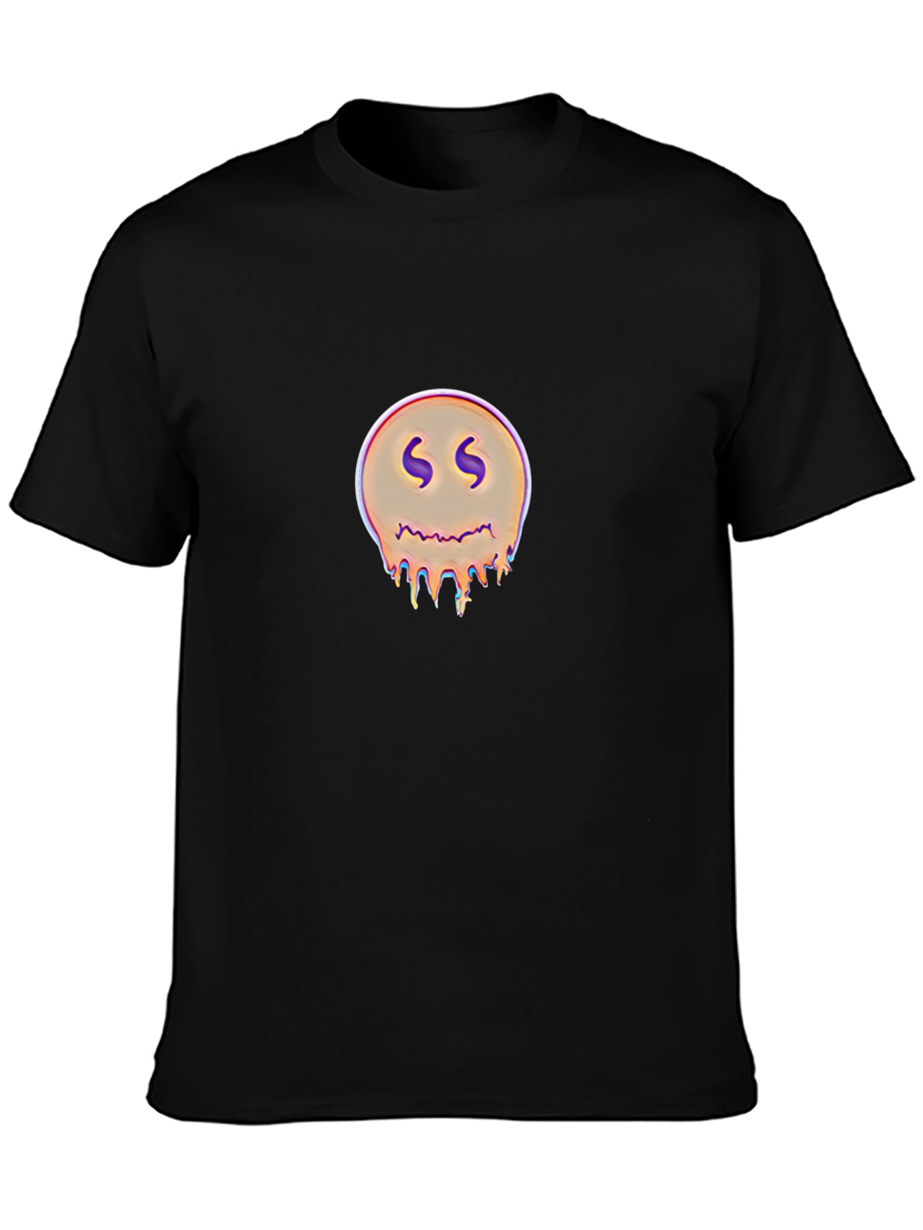 Dripping Smiley Graphic Black T-Shirt