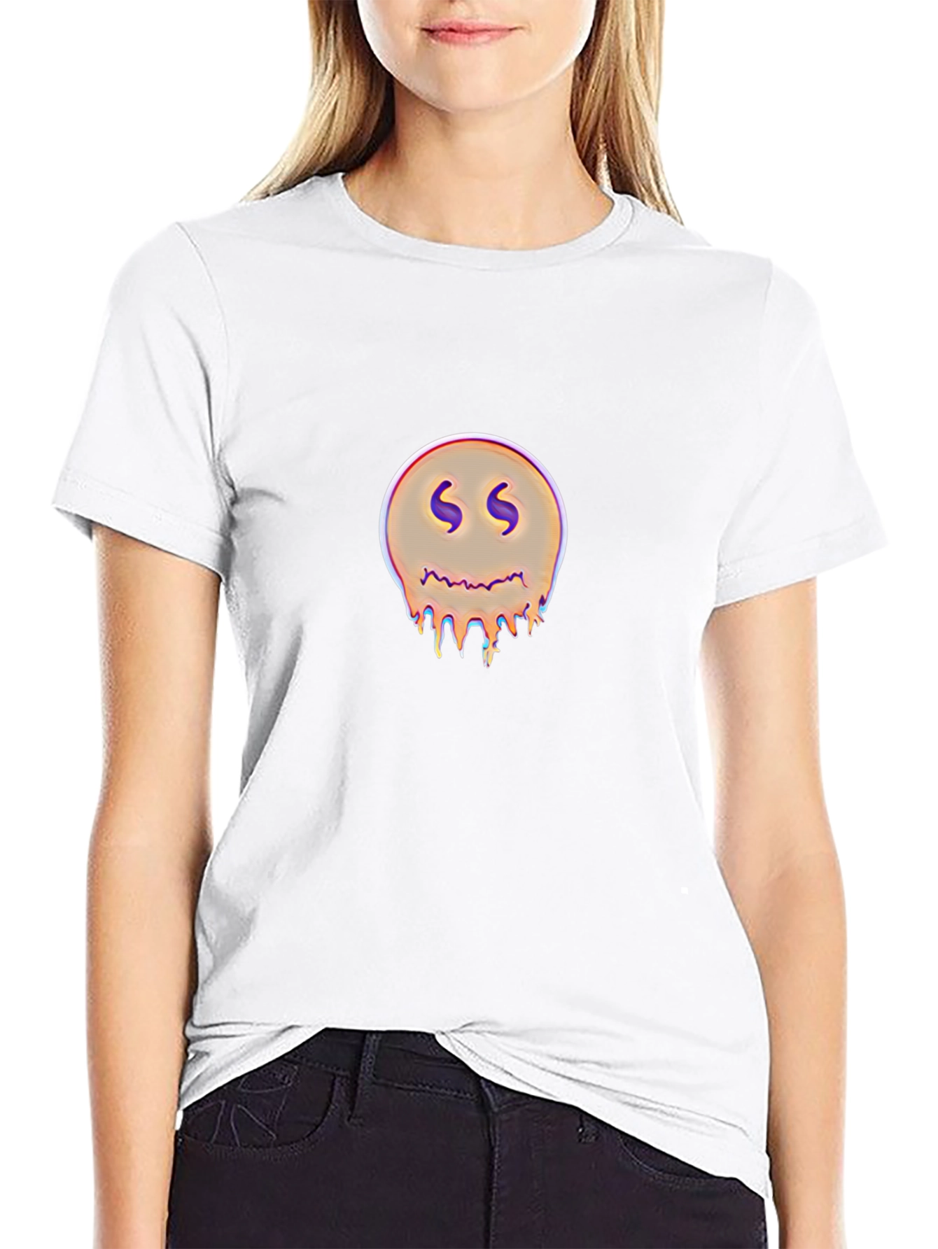 Dripping Smiley Graphic Black T-Shirt