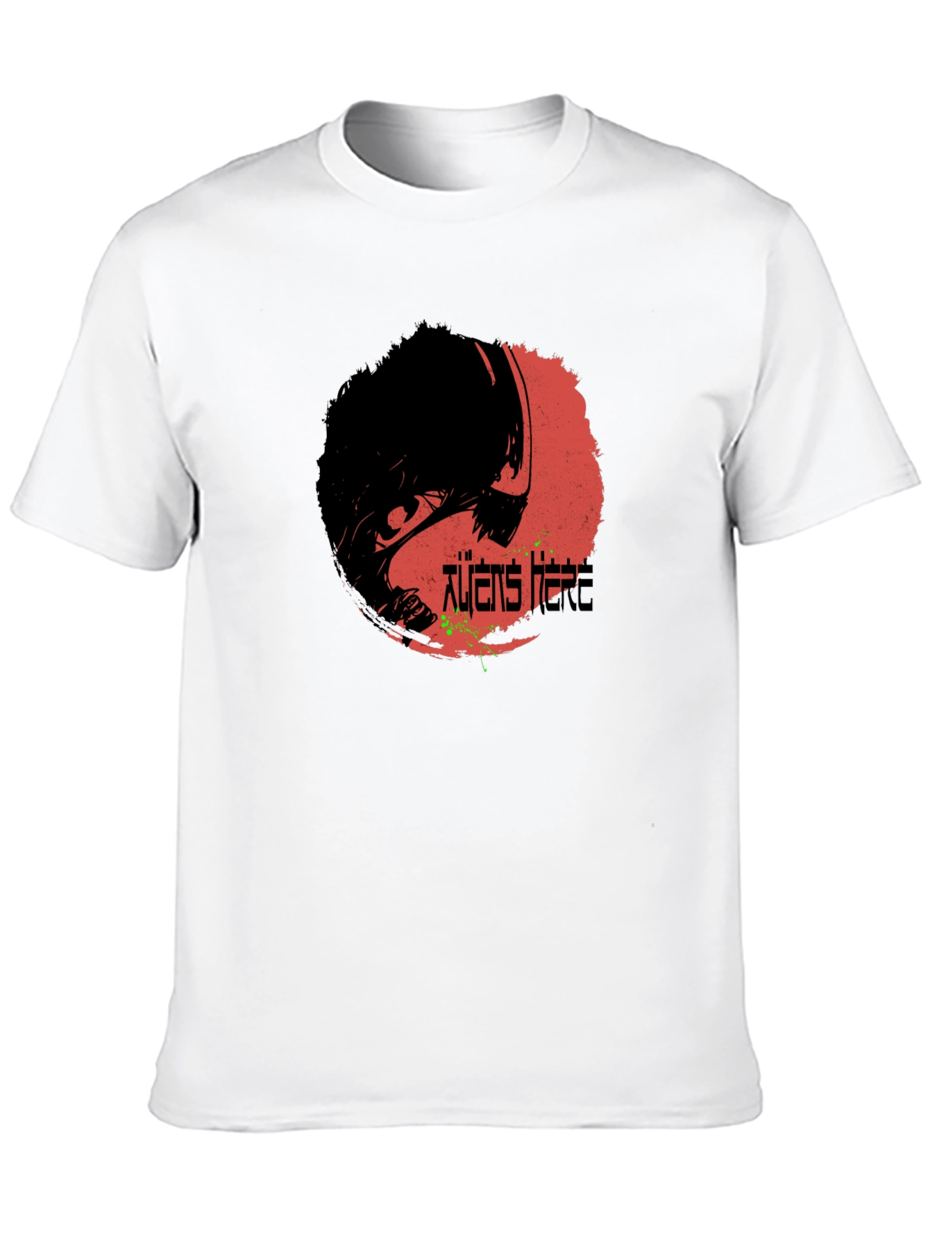 Aliens Here Graphic T-Shirt - Black Cotton Tee