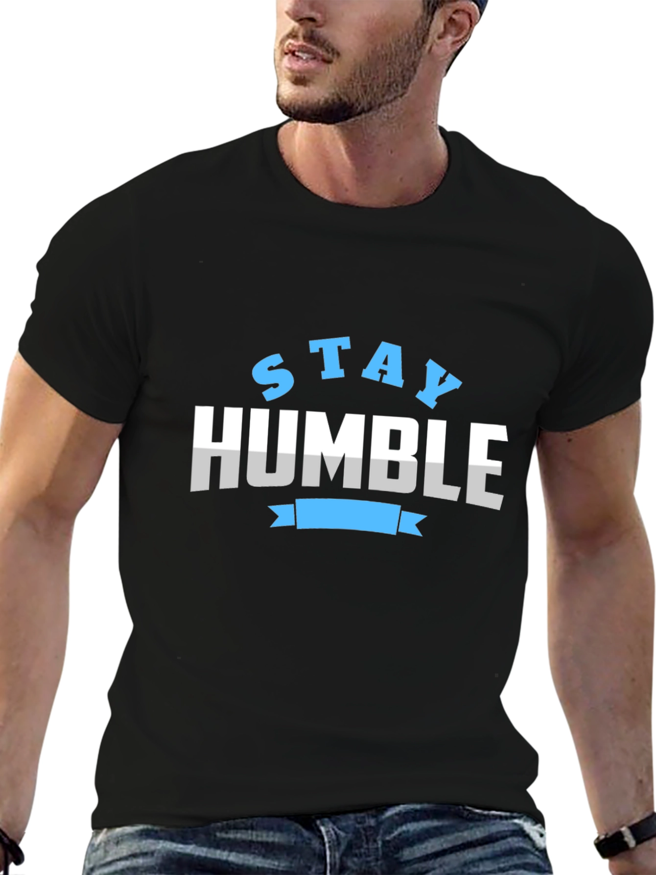 Stay Humble Graphic Print Black T-Shirt