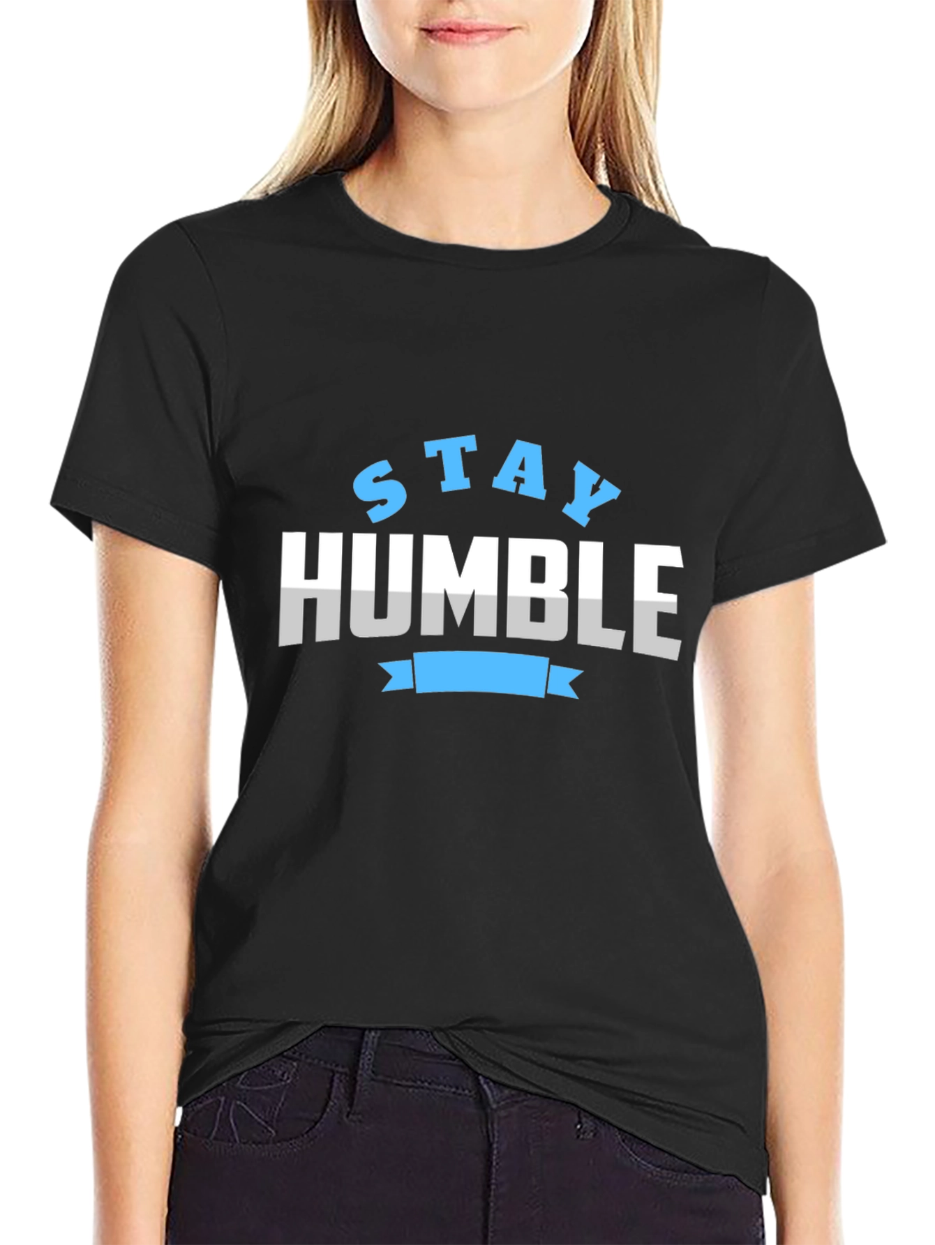 Stay Humble Graphic Print Black T-Shirt