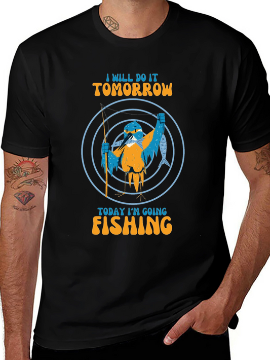 Fishing Bird Graphic Tee - I Will Do It Tomorrow