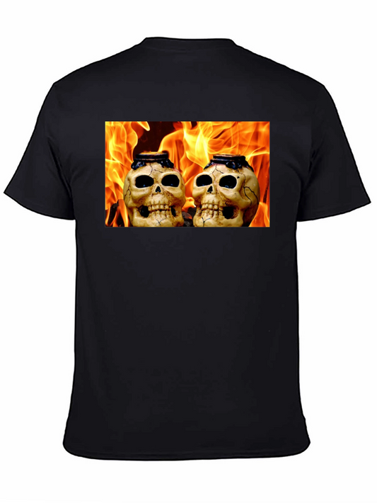 Skull & Flames Graphic Tee - Mens Black T-Shirt