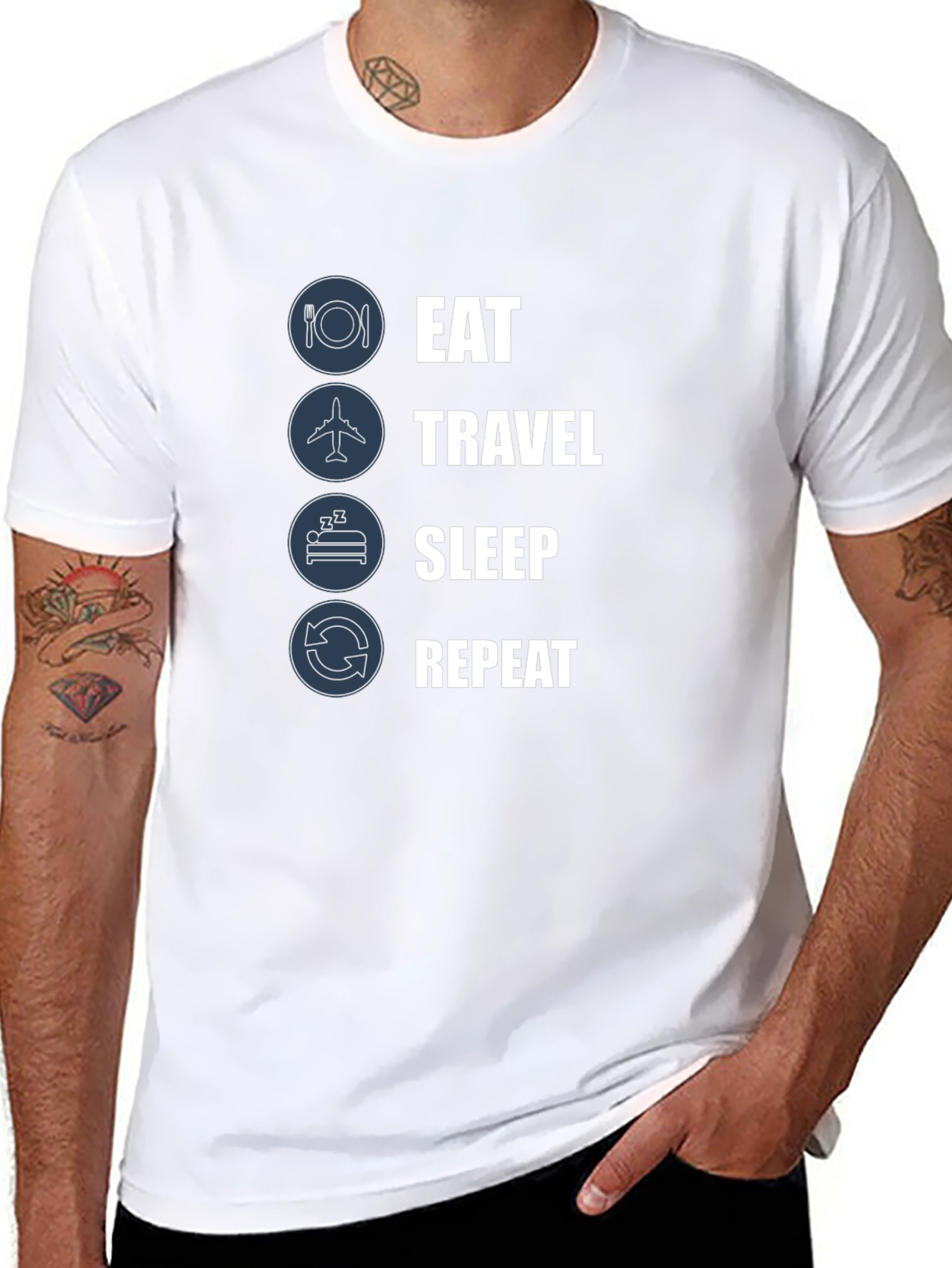 Eat Travel Sleep Repeat Black Graphic Tee