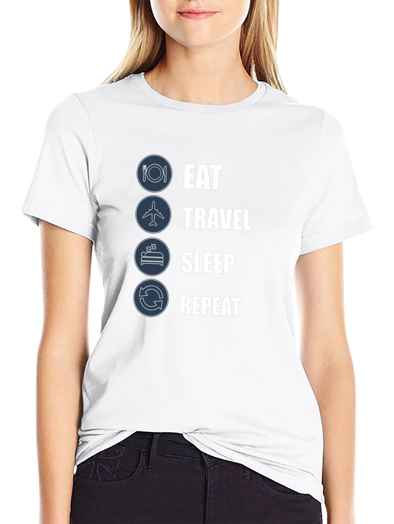 Eat Travel Sleep Repeat Black Graphic Tee