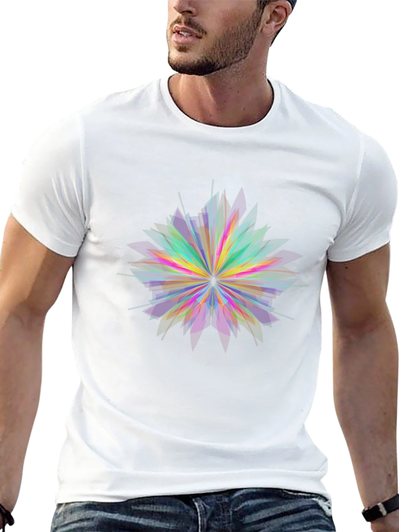 Geometric Flower Graphic Black T-Shirt