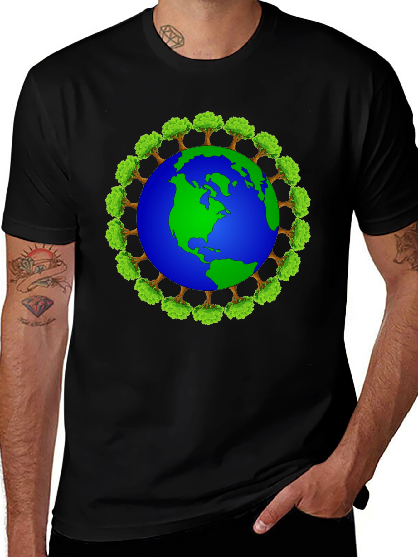 Earth Day T-Shirt - Tree Globe Design