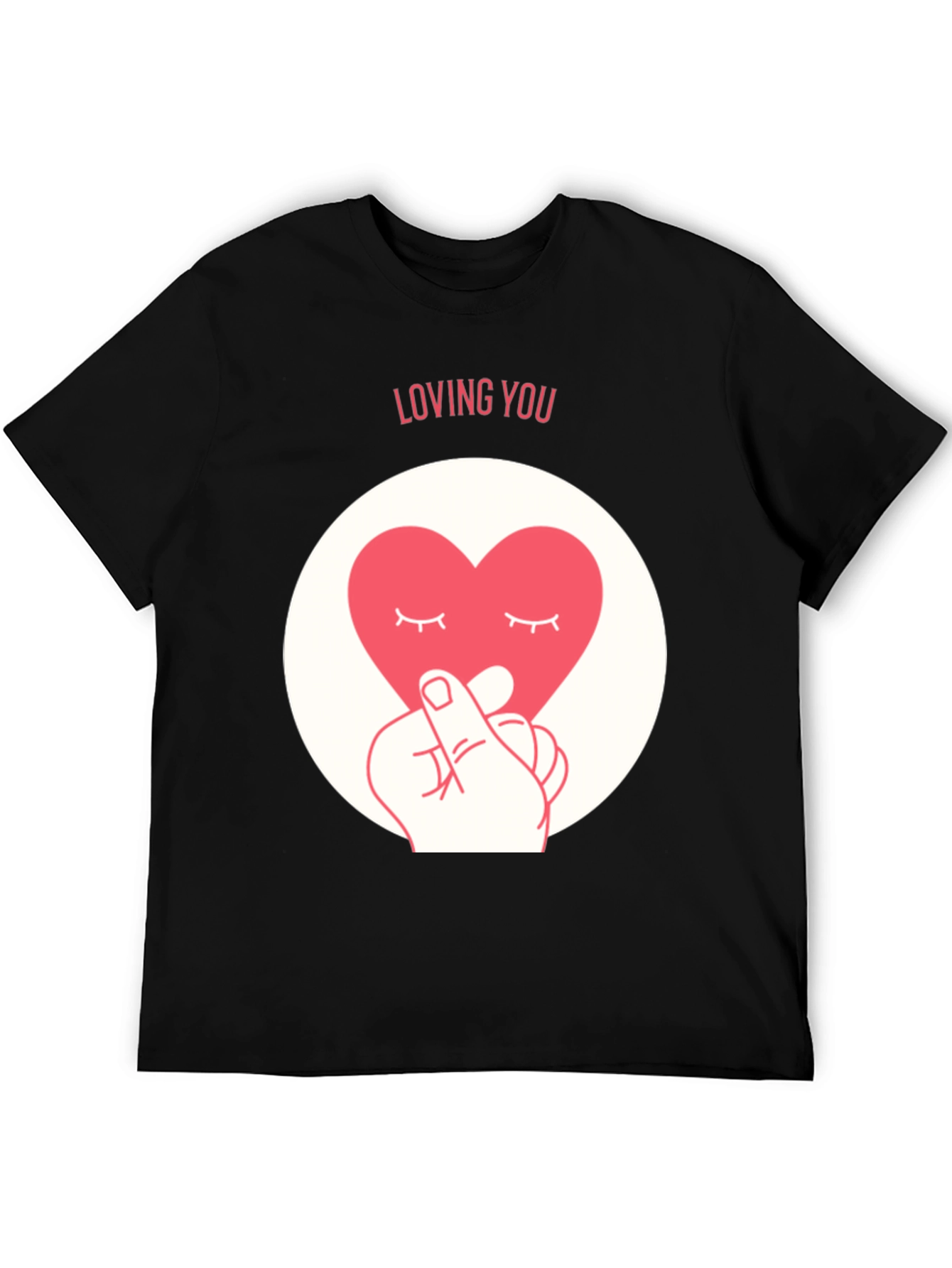 Loving You Heart Graphic Tee - Soft Black Cotton