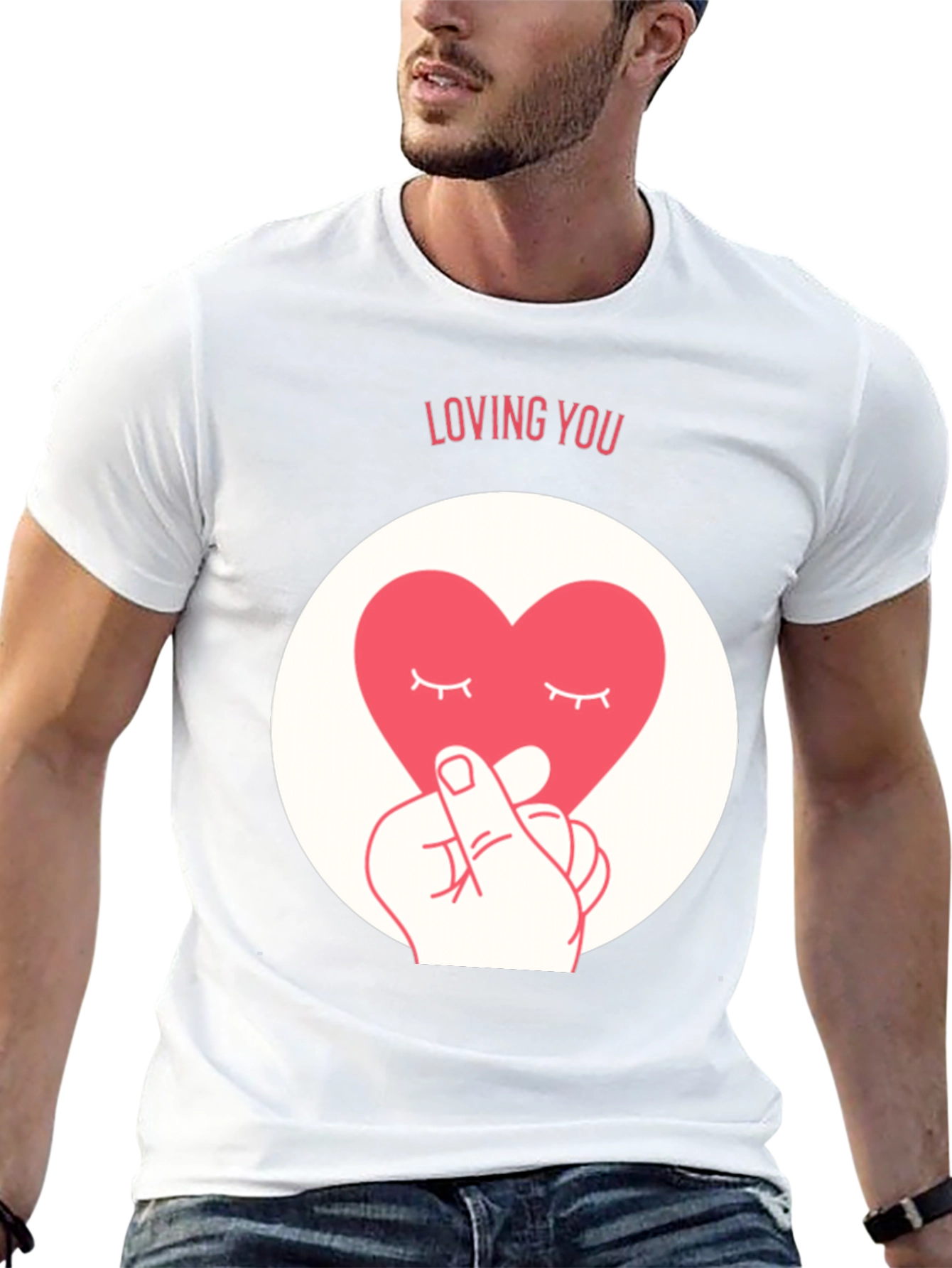 Loving You Heart Graphic Tee - Soft Black Cotton