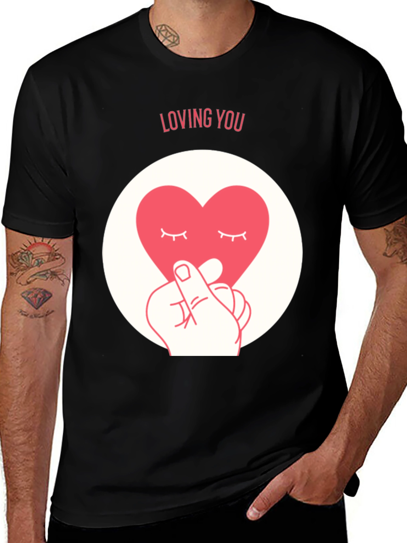 Loving You Heart Graphic Tee - Soft Black Cotton