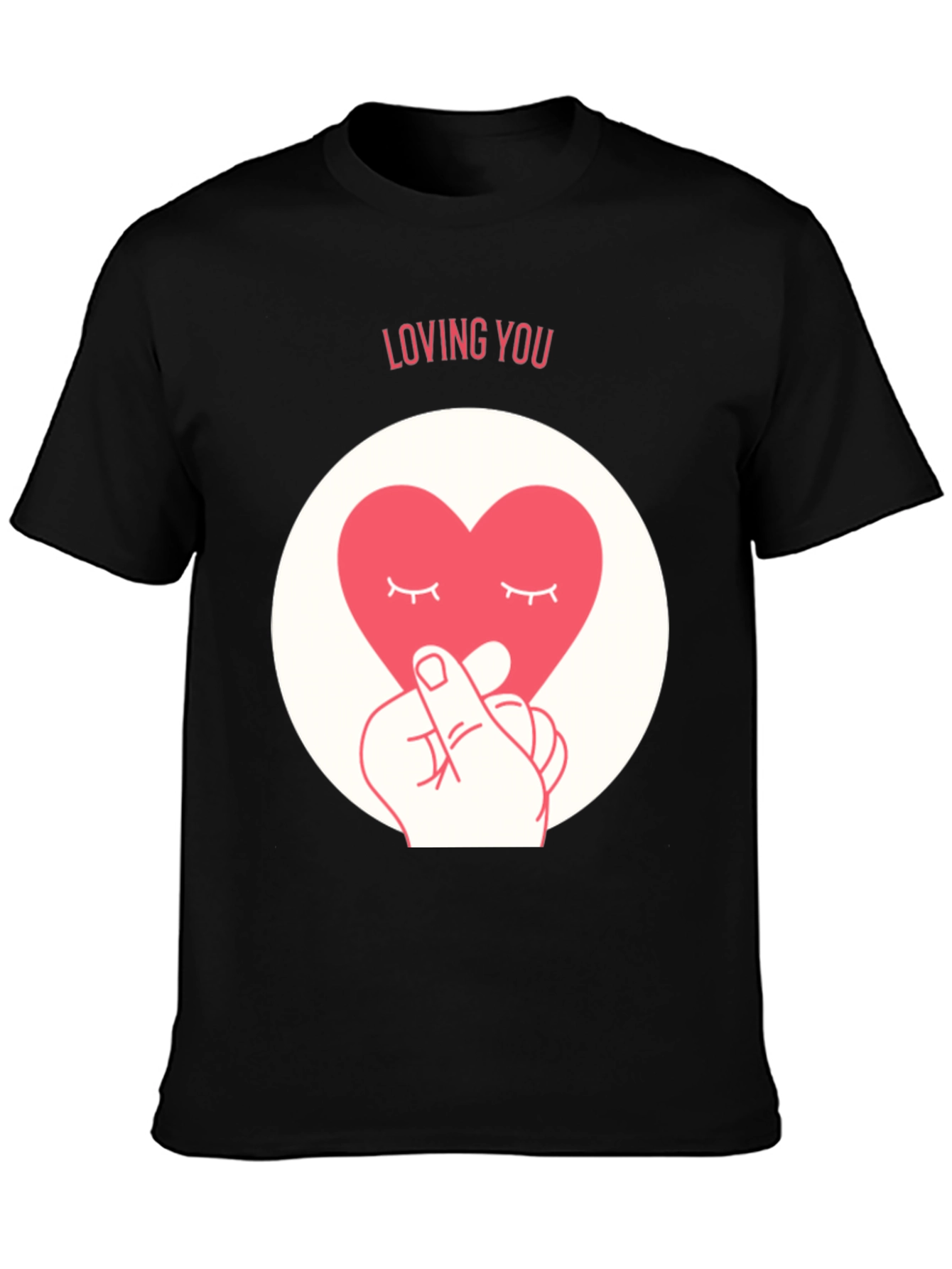 Loving You Heart Graphic Tee - Soft Black Cotton