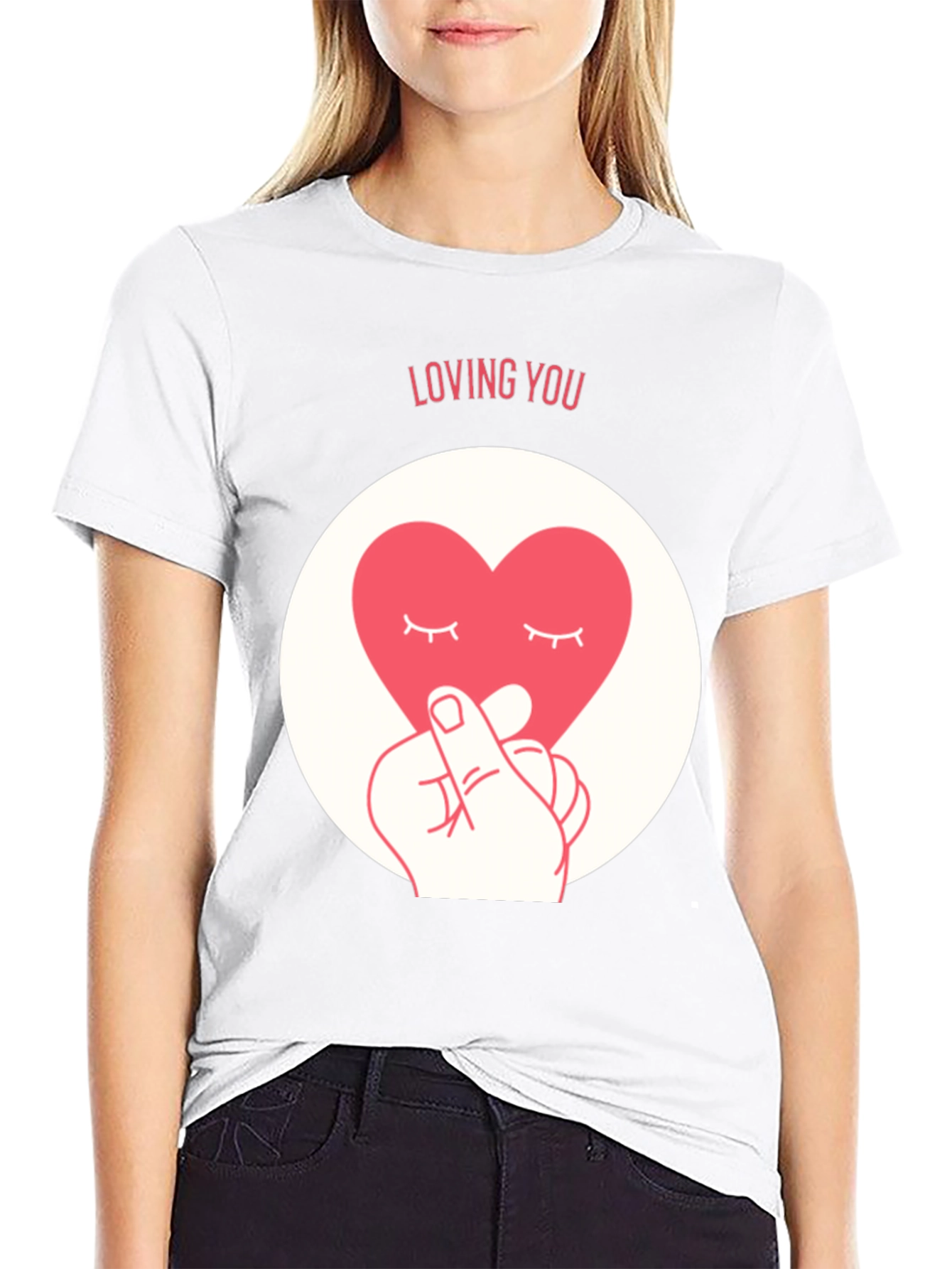 Loving You Heart Graphic Tee - Soft Black Cotton
