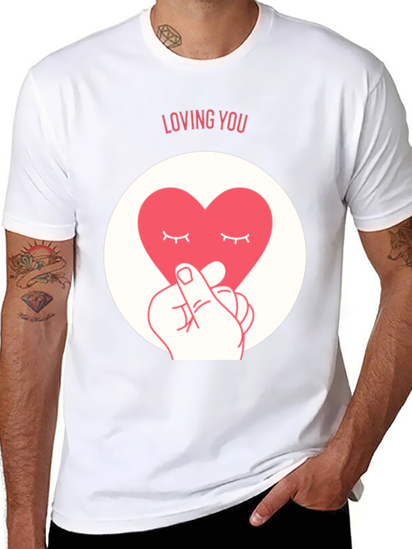 Loving You Heart Graphic Tee - Soft Black Cotton