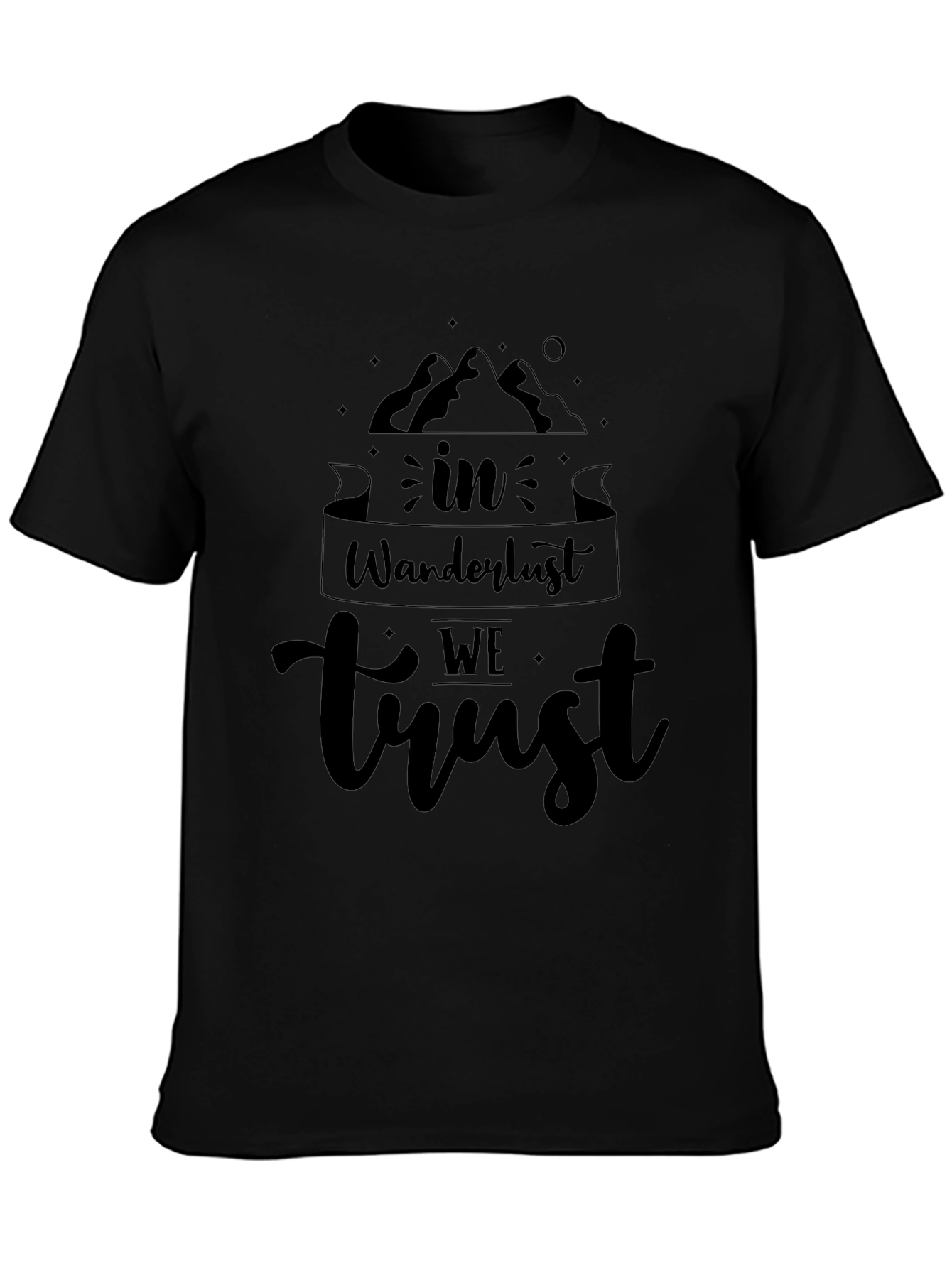 Wanderlust Trust Graphic Tee - Black Cotton T-Shirt