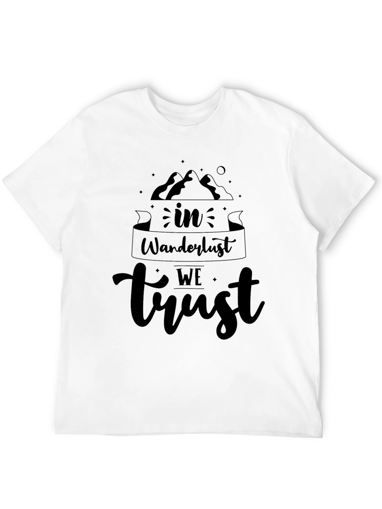 Wanderlust Trust Graphic Tee - Black Cotton T-Shirt