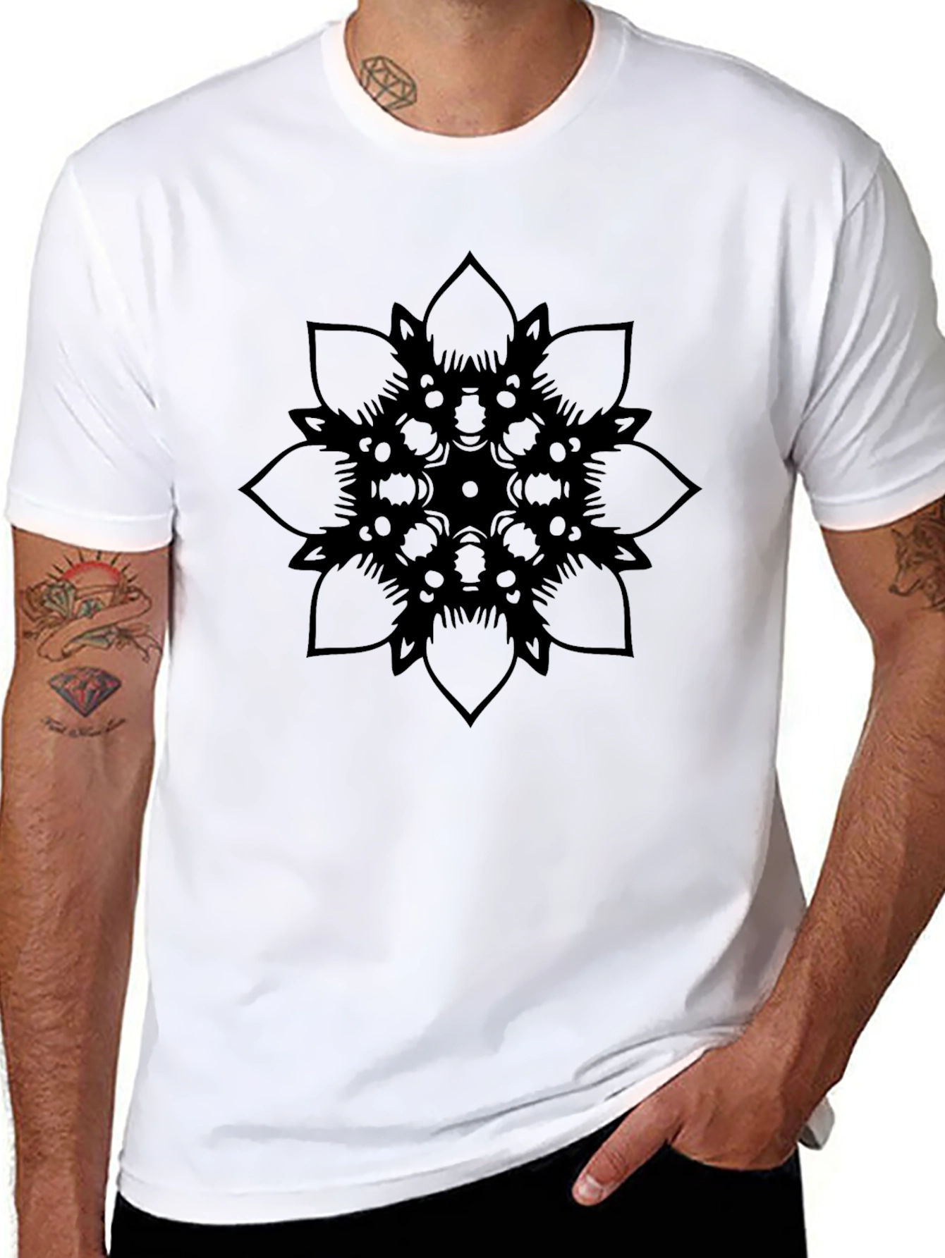 Black Mandala Graphic Tee - Casual Comfort
