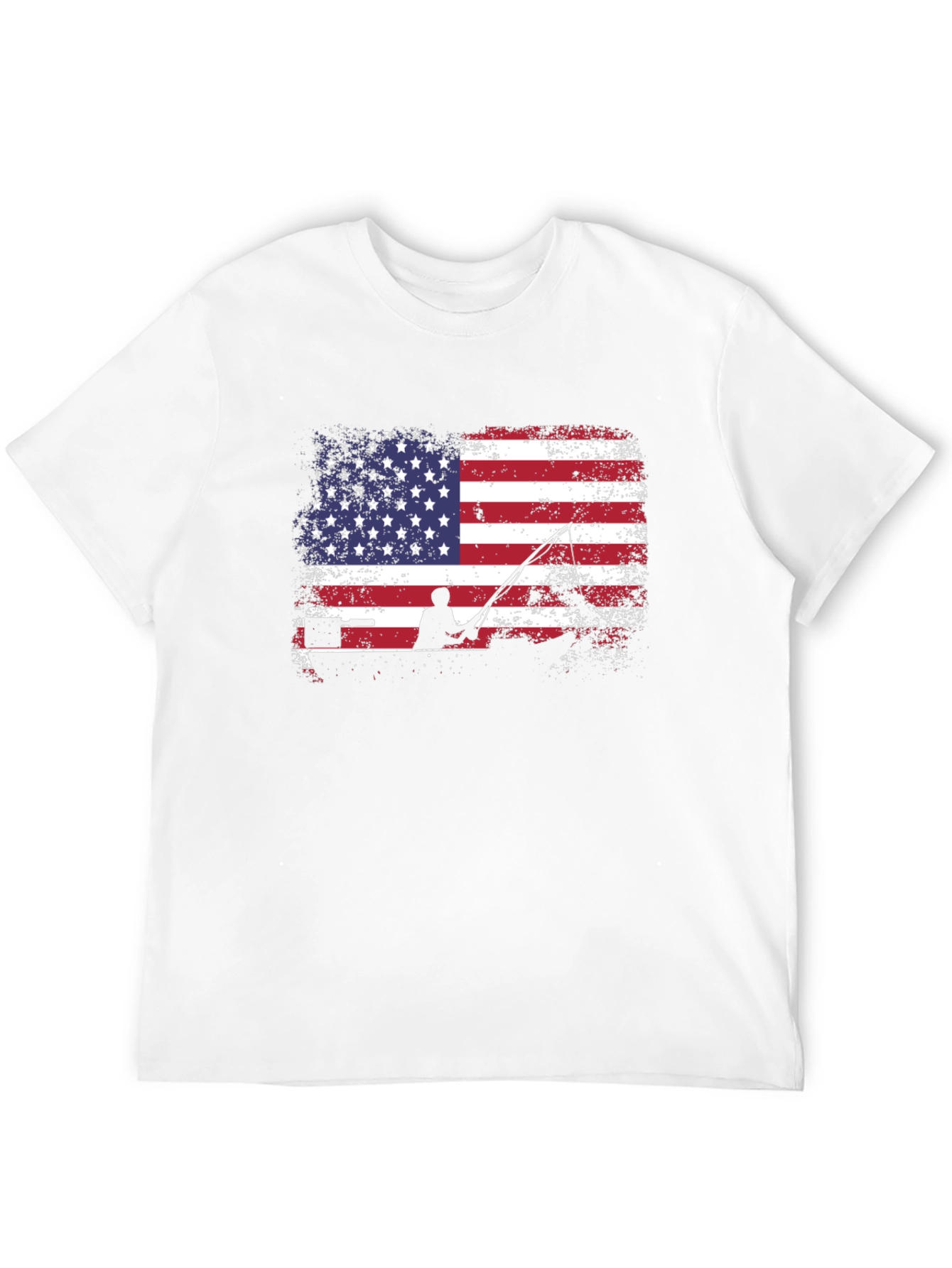 American Flag Fishing T-Shirt - Patriotic Angler Tee