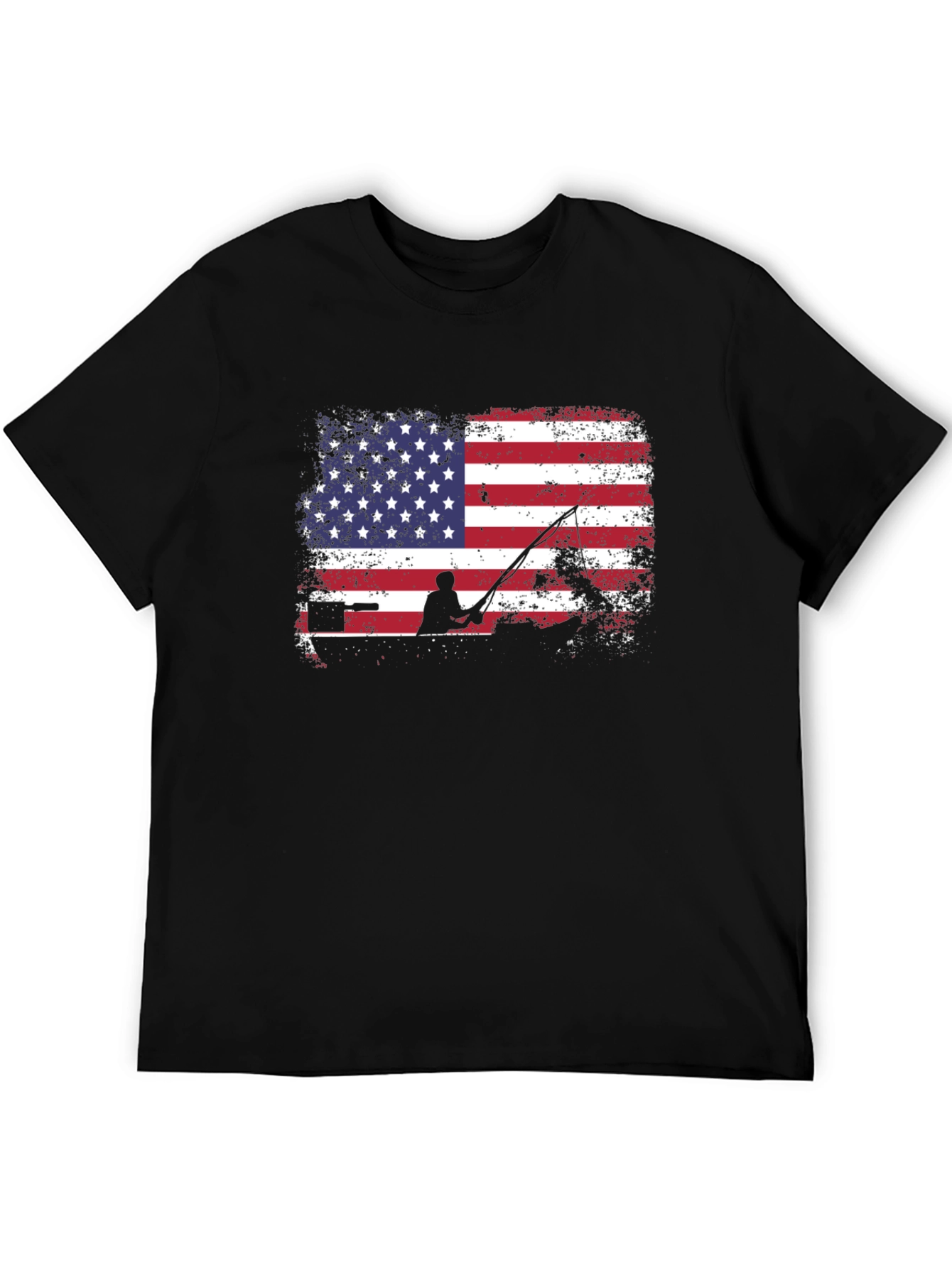 American Flag Fishing T-Shirt - Patriotic Angler Tee