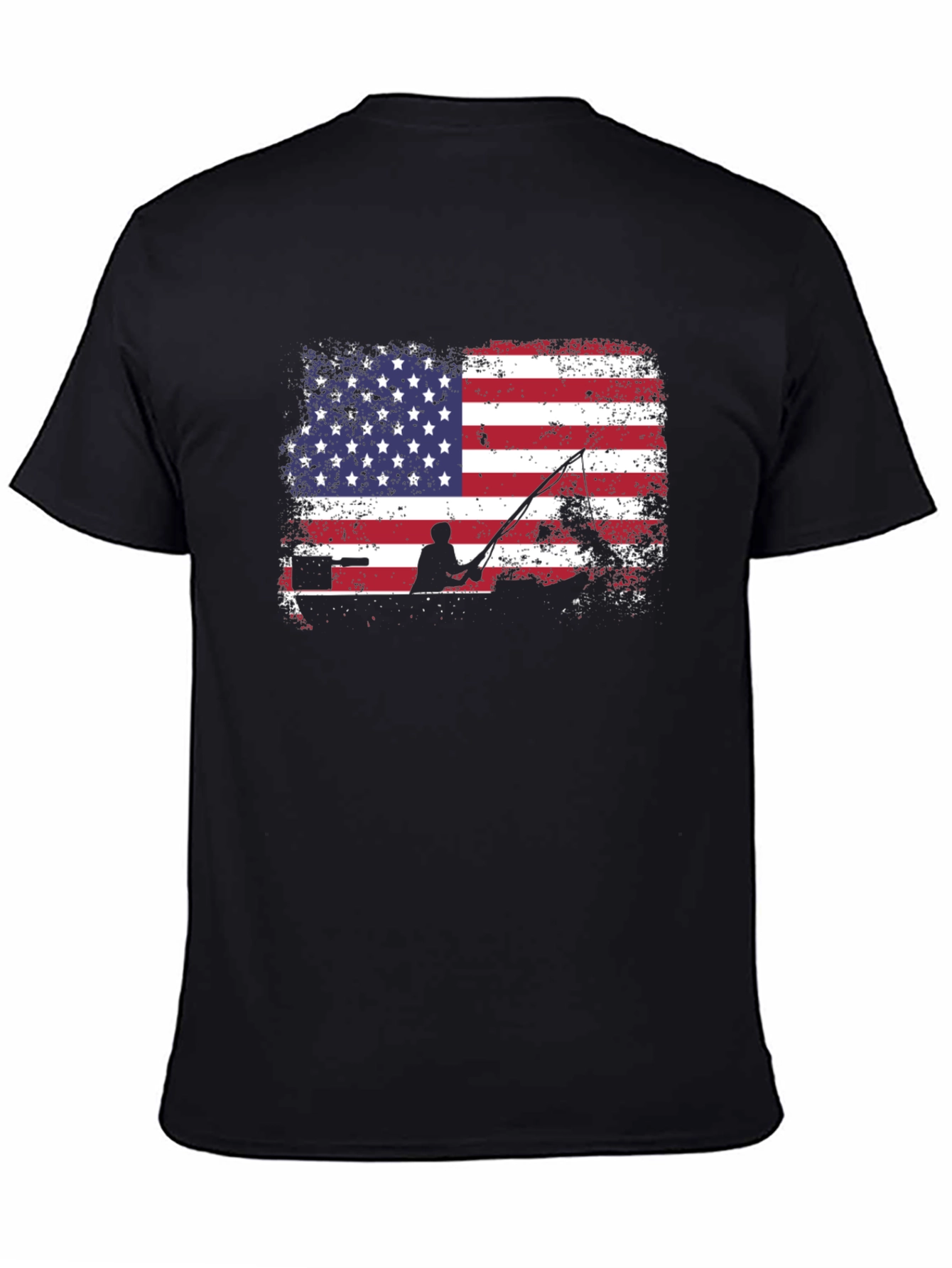 American Flag Fishing T-Shirt - Patriotic Angler Tee