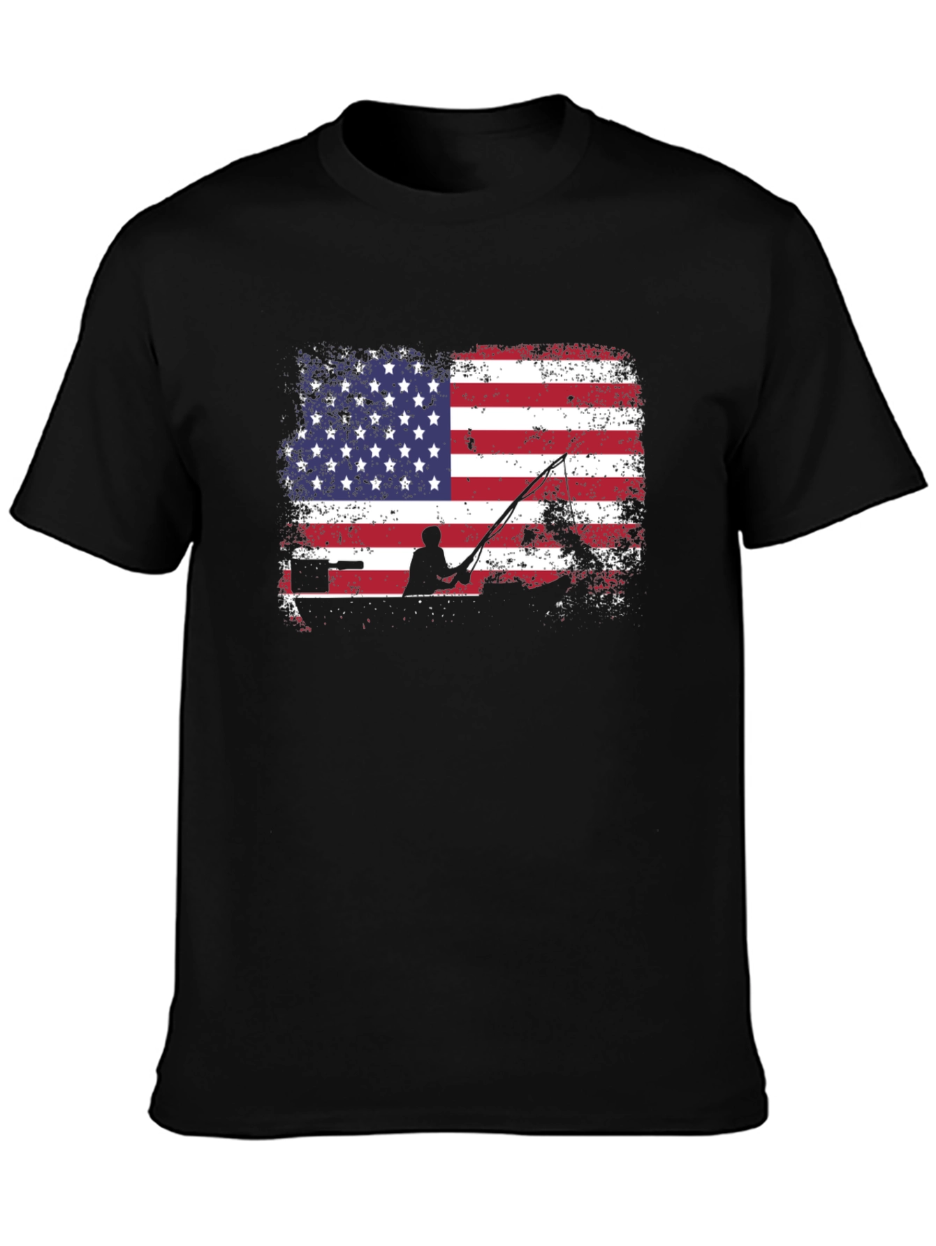 American Flag Fishing T-Shirt - Patriotic Angler Tee