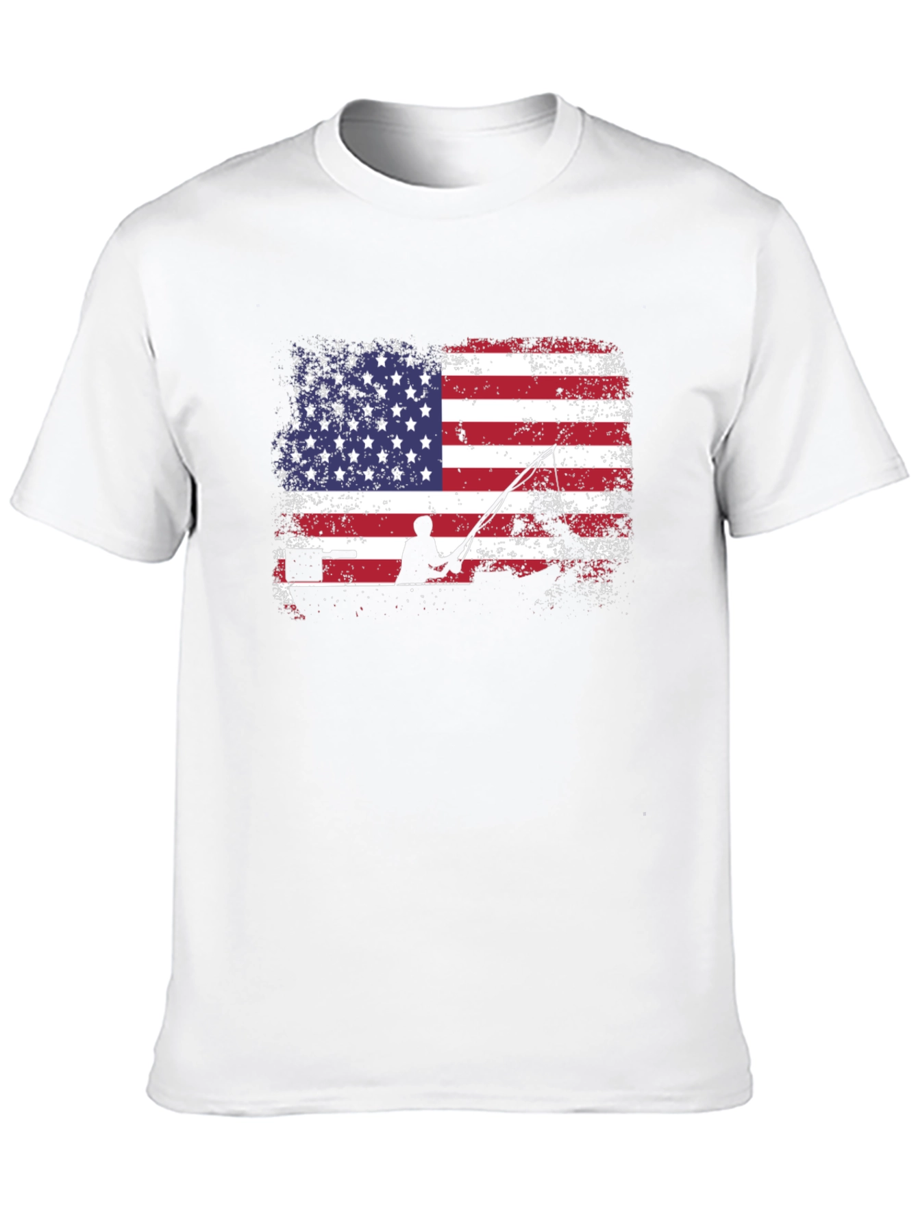 American Flag Fishing T-Shirt - Patriotic Angler Tee