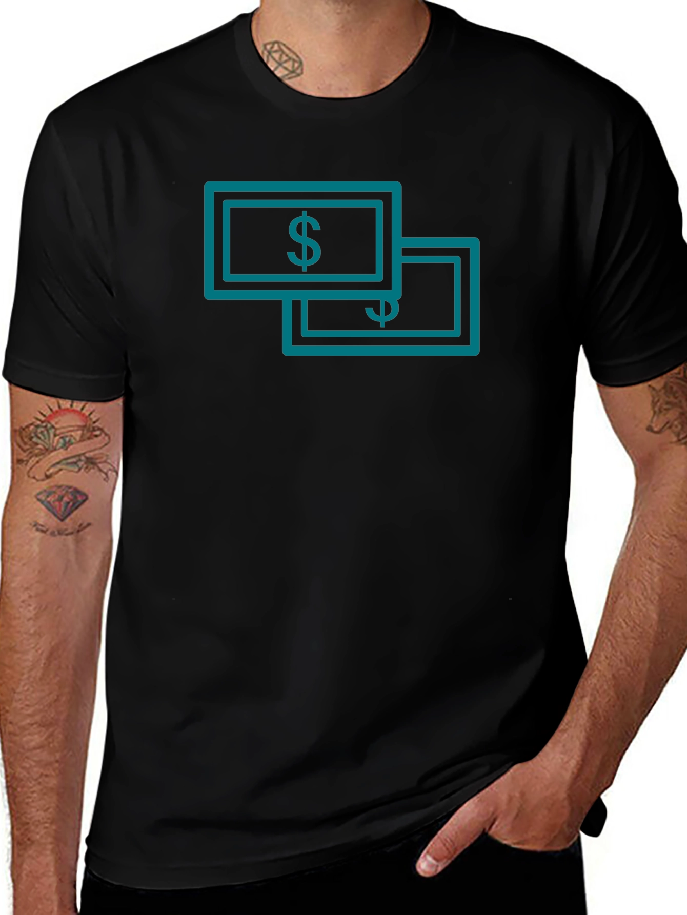 Money Graphic Black T-Shirt