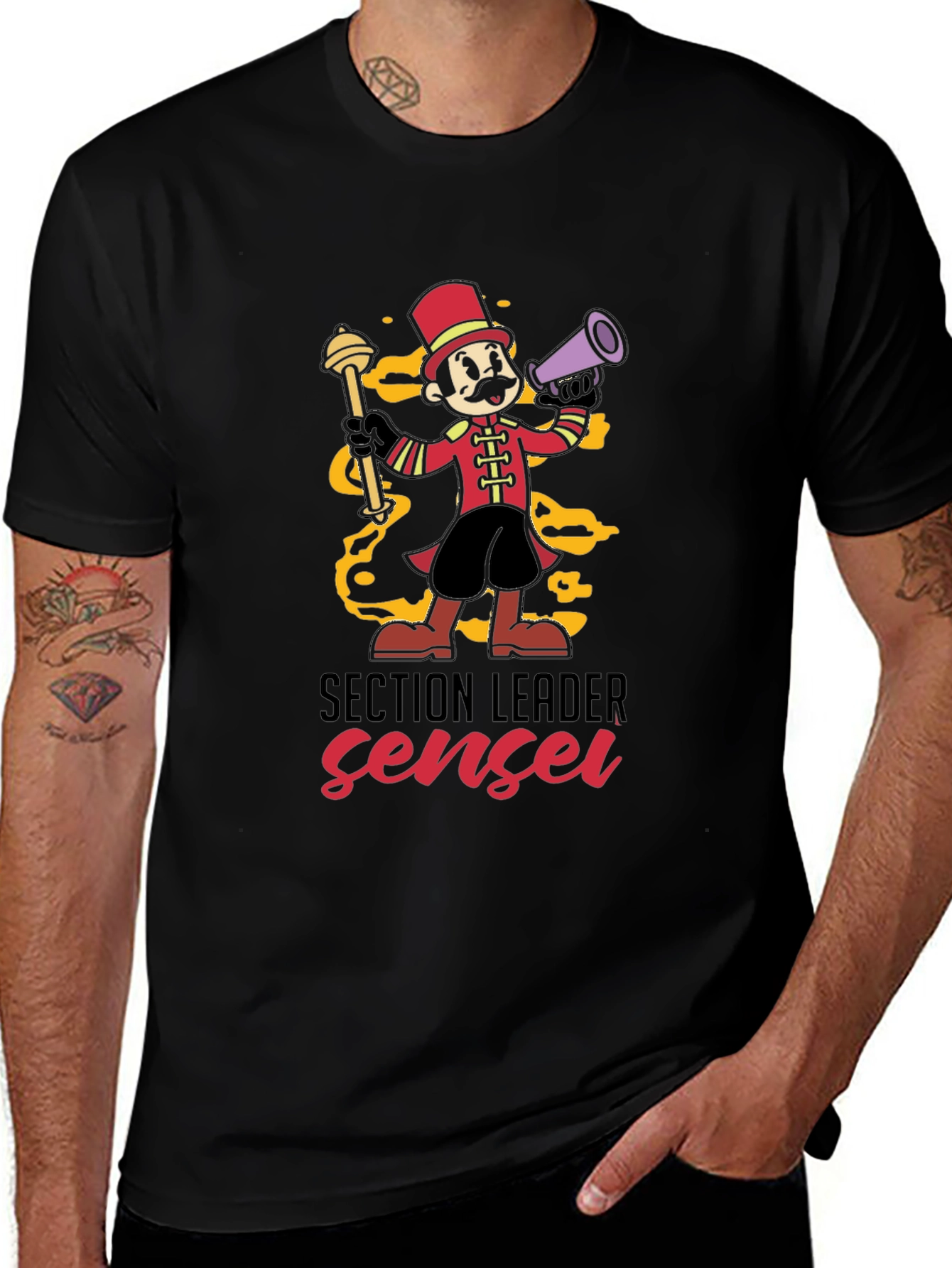 Section Leader Sensei T-Shirt - Cartoon Band Leader Tee