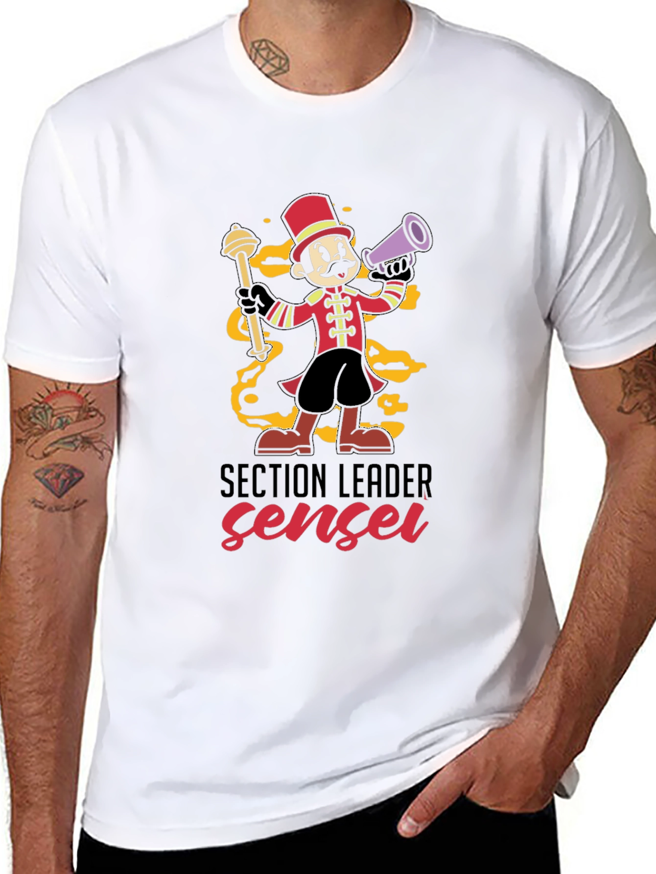 Section Leader Sensei T-Shirt - Cartoon Band Leader Tee