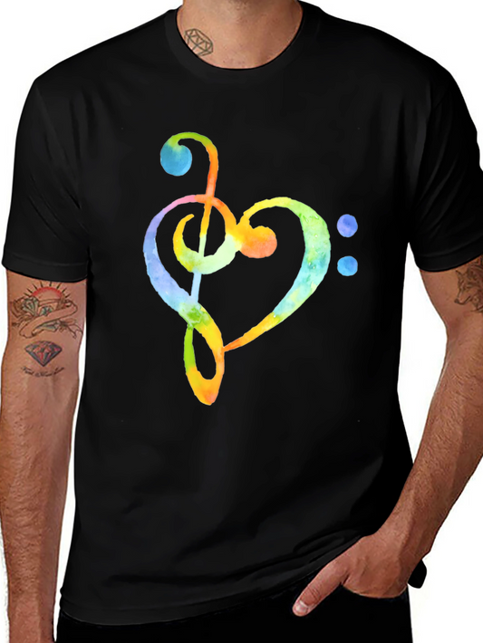 Musical Heart T-Shirt - Watercolor Design