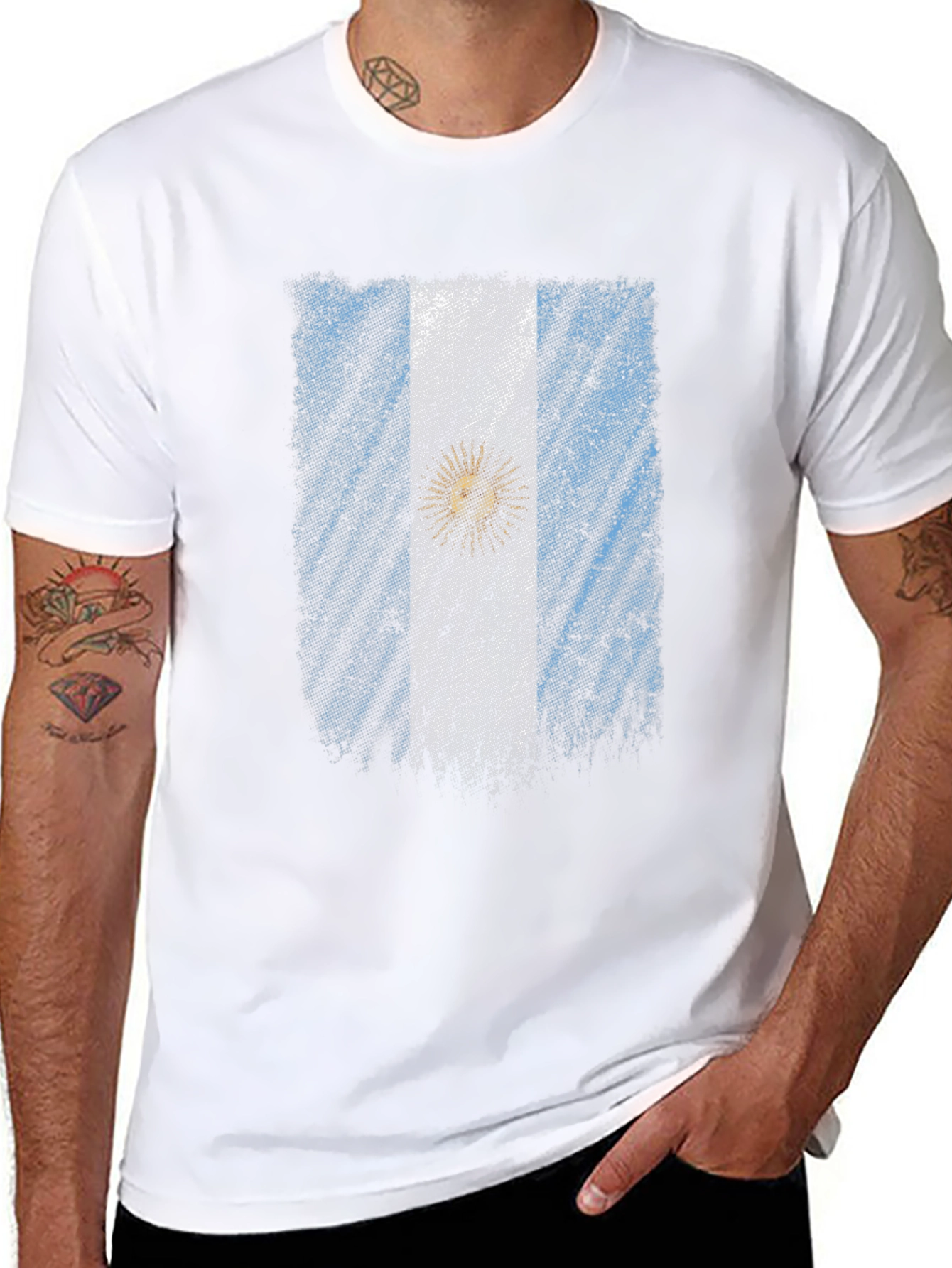 Argentina Flag Graphic T-Shirt - Black Crew Neck Tee