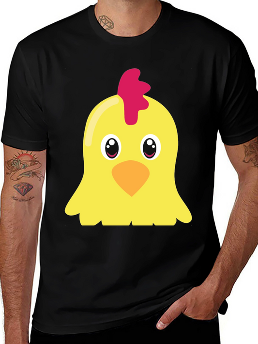 Cute Chicken Graphic T-Shirt - Black Short Sleeve