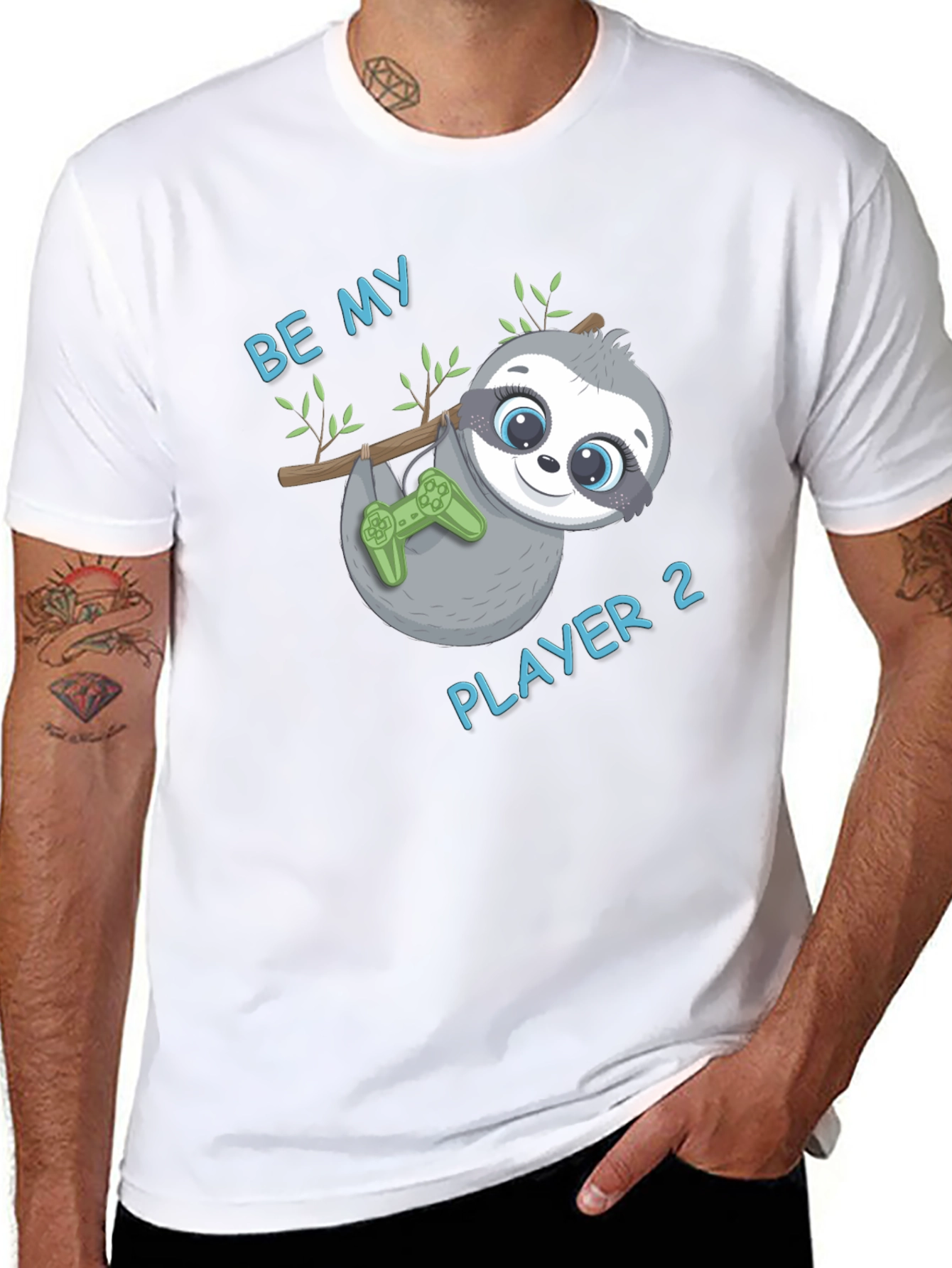 Be My Player 2 Sloth Gamer Black T-Shirt