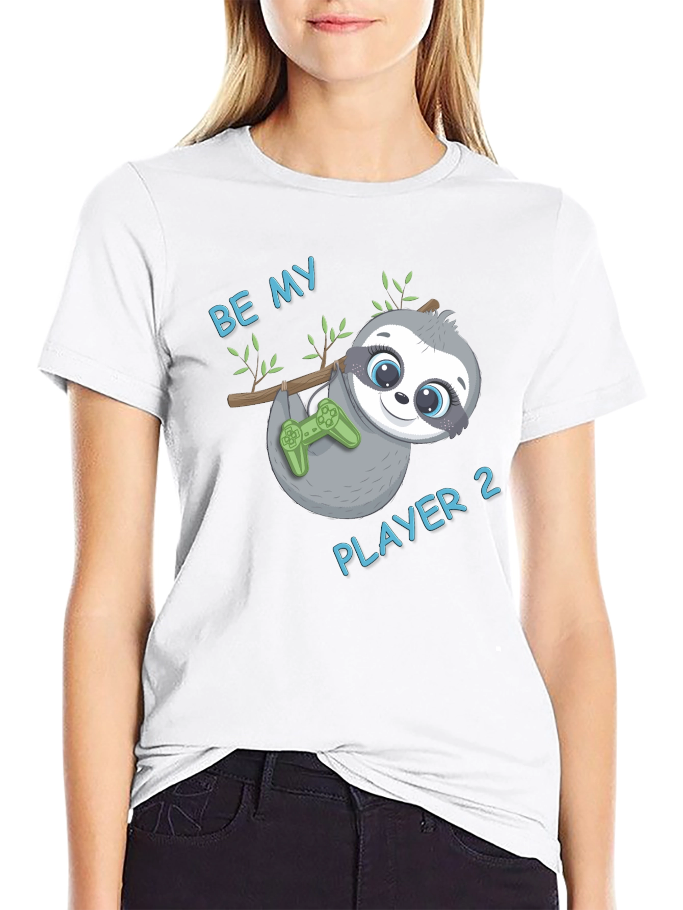 Be My Player 2 Sloth Gamer Black T-Shirt