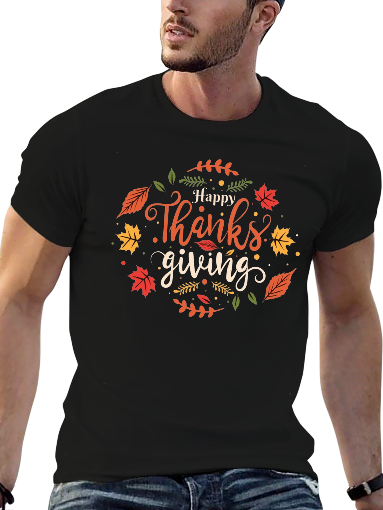 Happy Thanksgiving Black T-Shirt