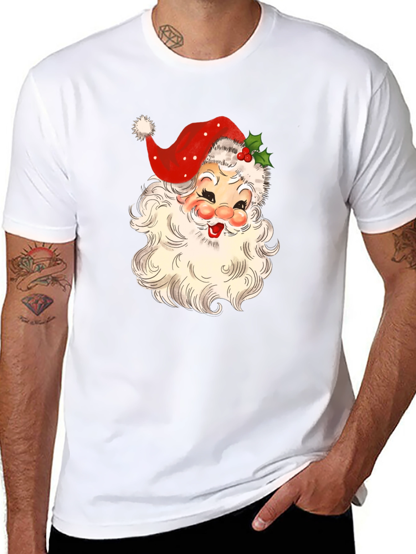 Retro Santa Graphic Tee - Festive Holiday Shirt