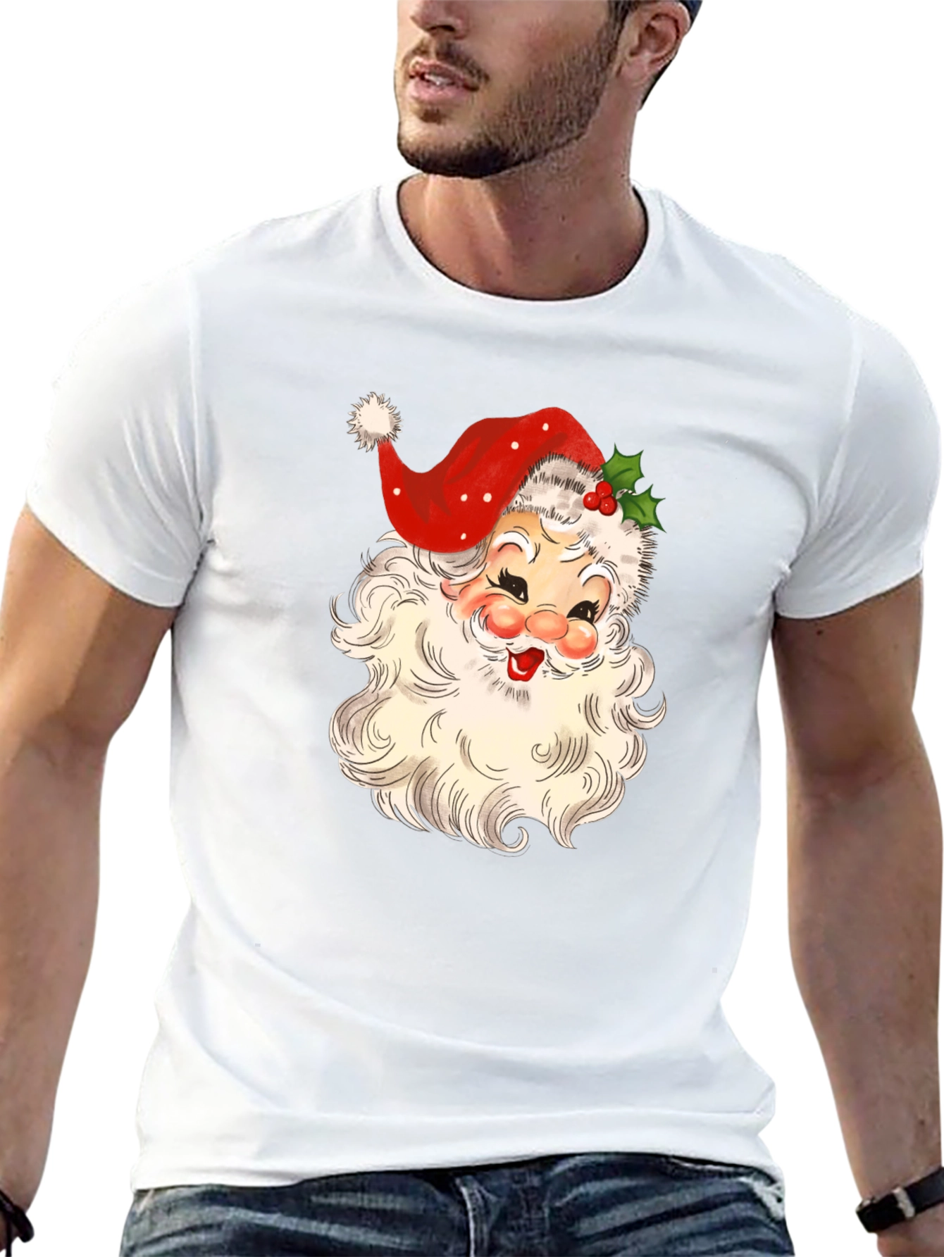 Retro Santa Graphic Tee - Festive Holiday Shirt