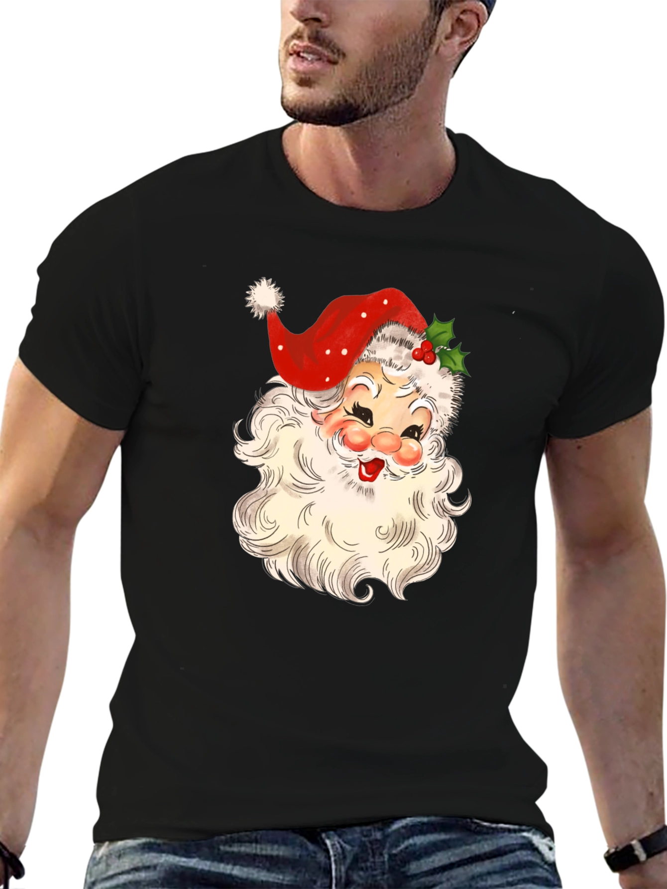 Retro Santa Graphic Tee - Festive Holiday Shirt