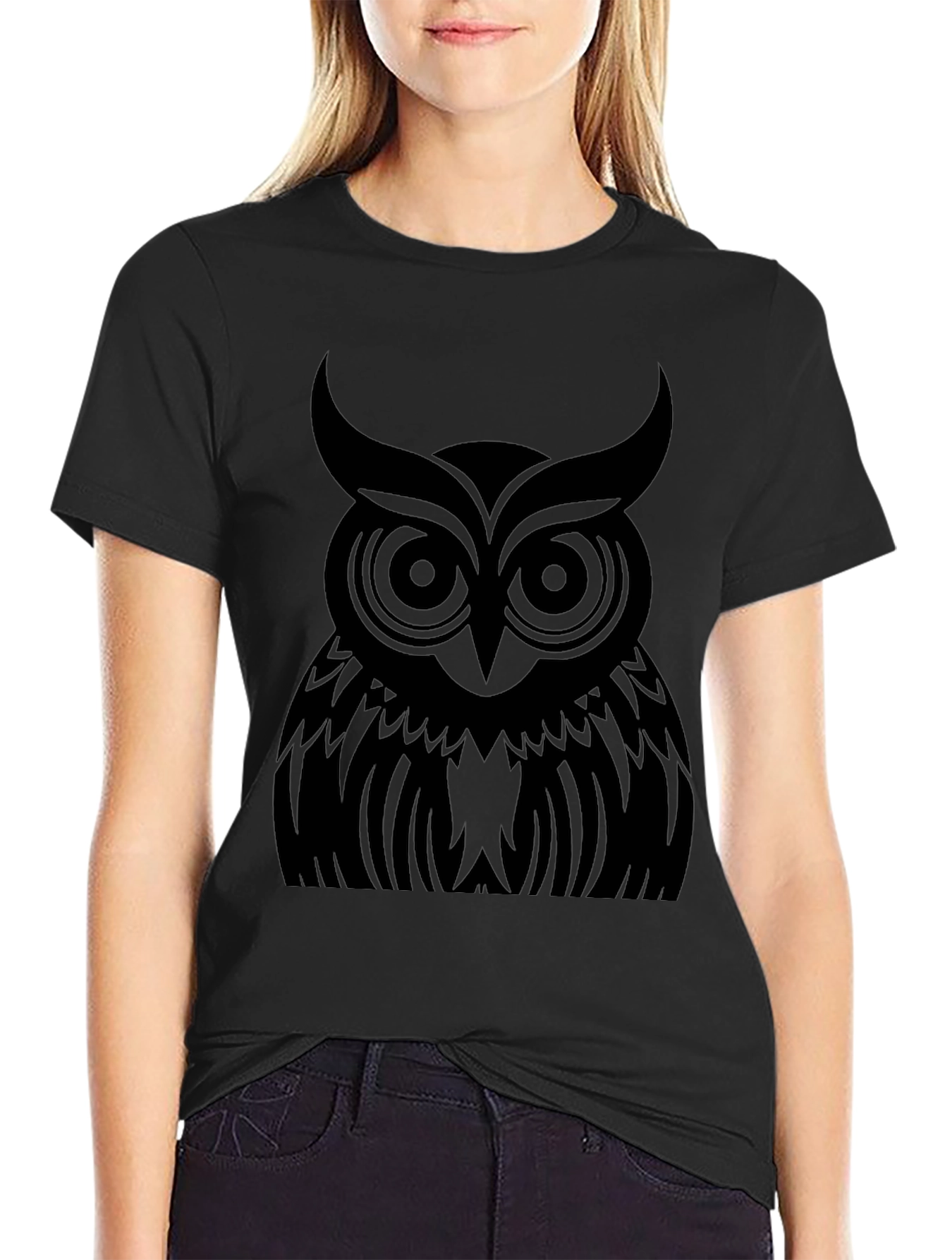 Tribal Owl Graphic Tee - Mens Black T-Shirt