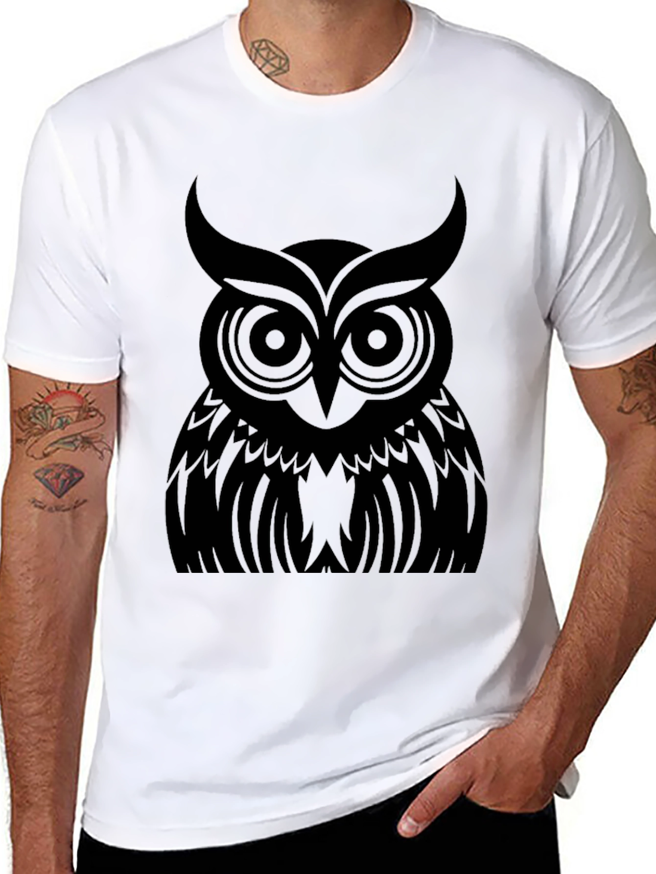 Tribal Owl Graphic Tee - Mens Black T-Shirt
