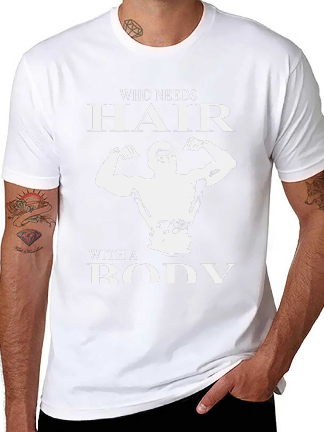 Who Needs Hair? Bodybuilder Graphic T-Shirt