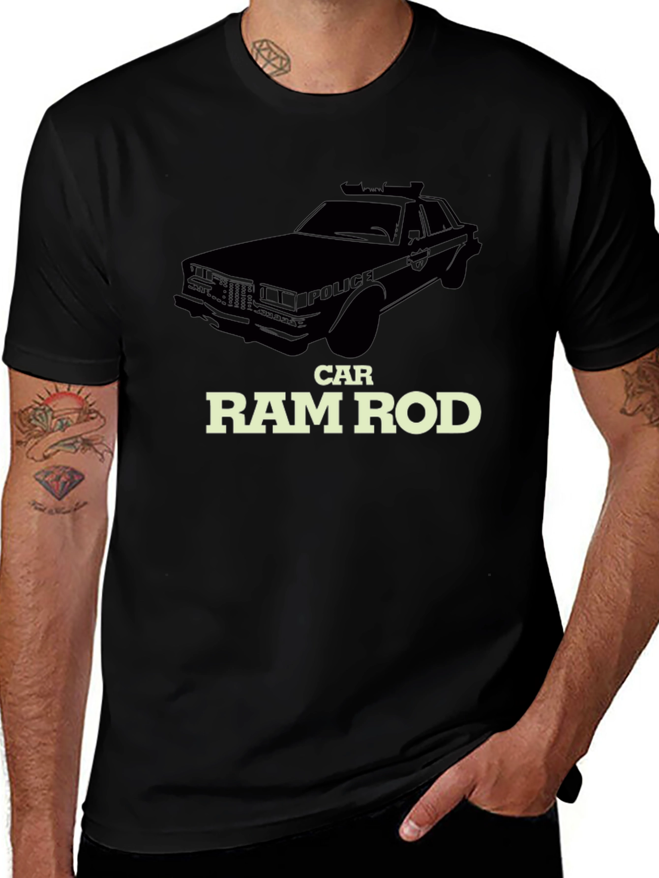 Car RamRod T-Shirt - Black Cotton Tee