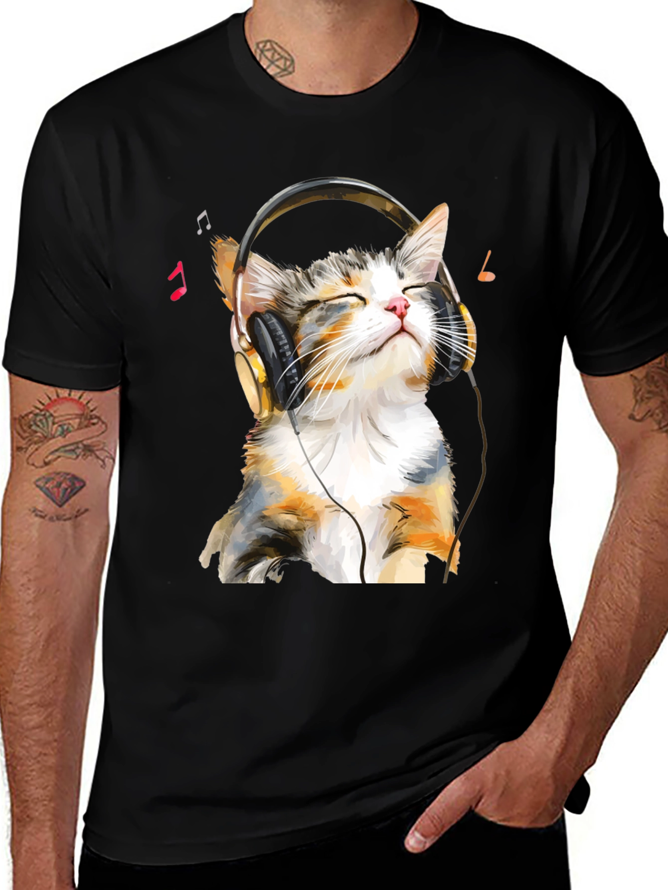 Cool Cat Headphones Graphic Tee