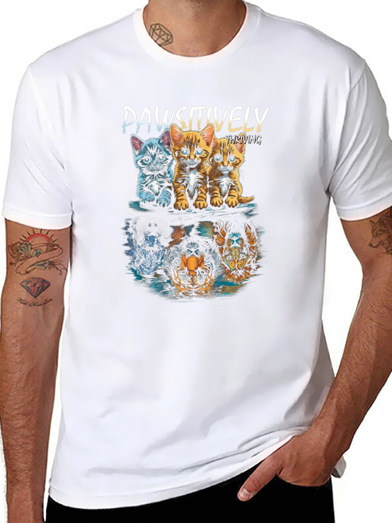 Paw-sitively Thriving Cat & Tiger Graphic Tee