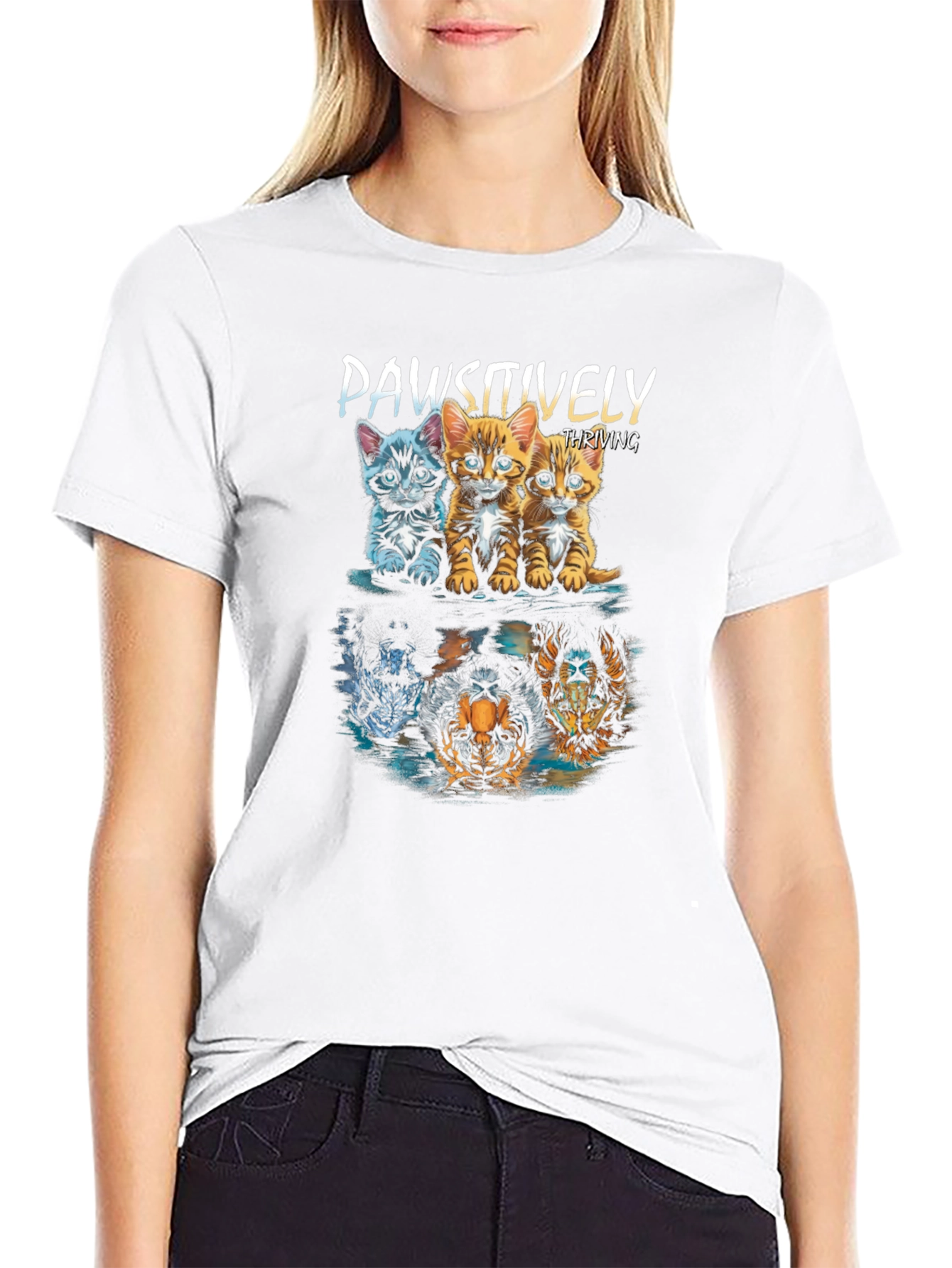 Paw-sitively Thriving Cat & Tiger Graphic Tee