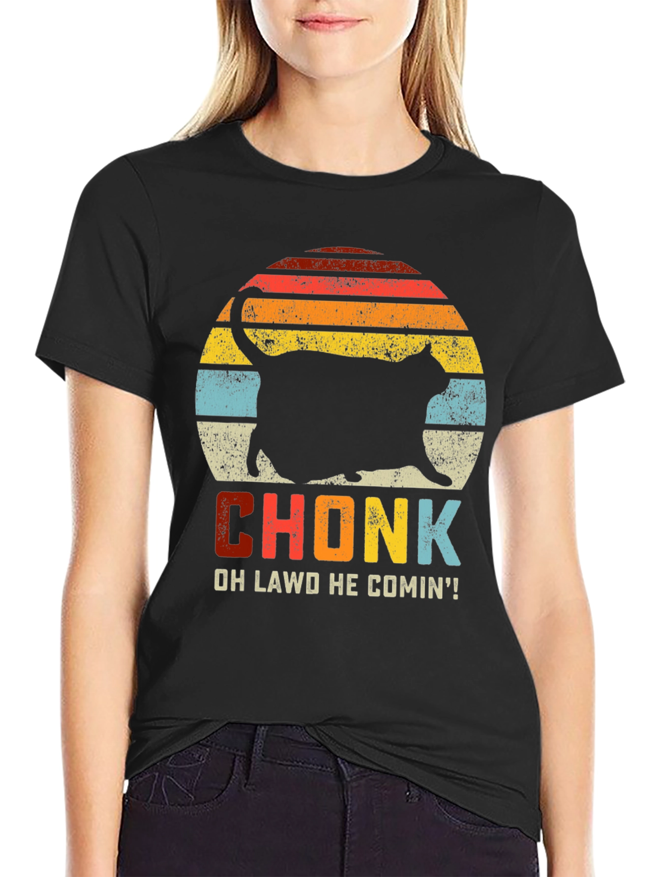Chonk Cat T-Shirt: Oh Lawd He Comin!