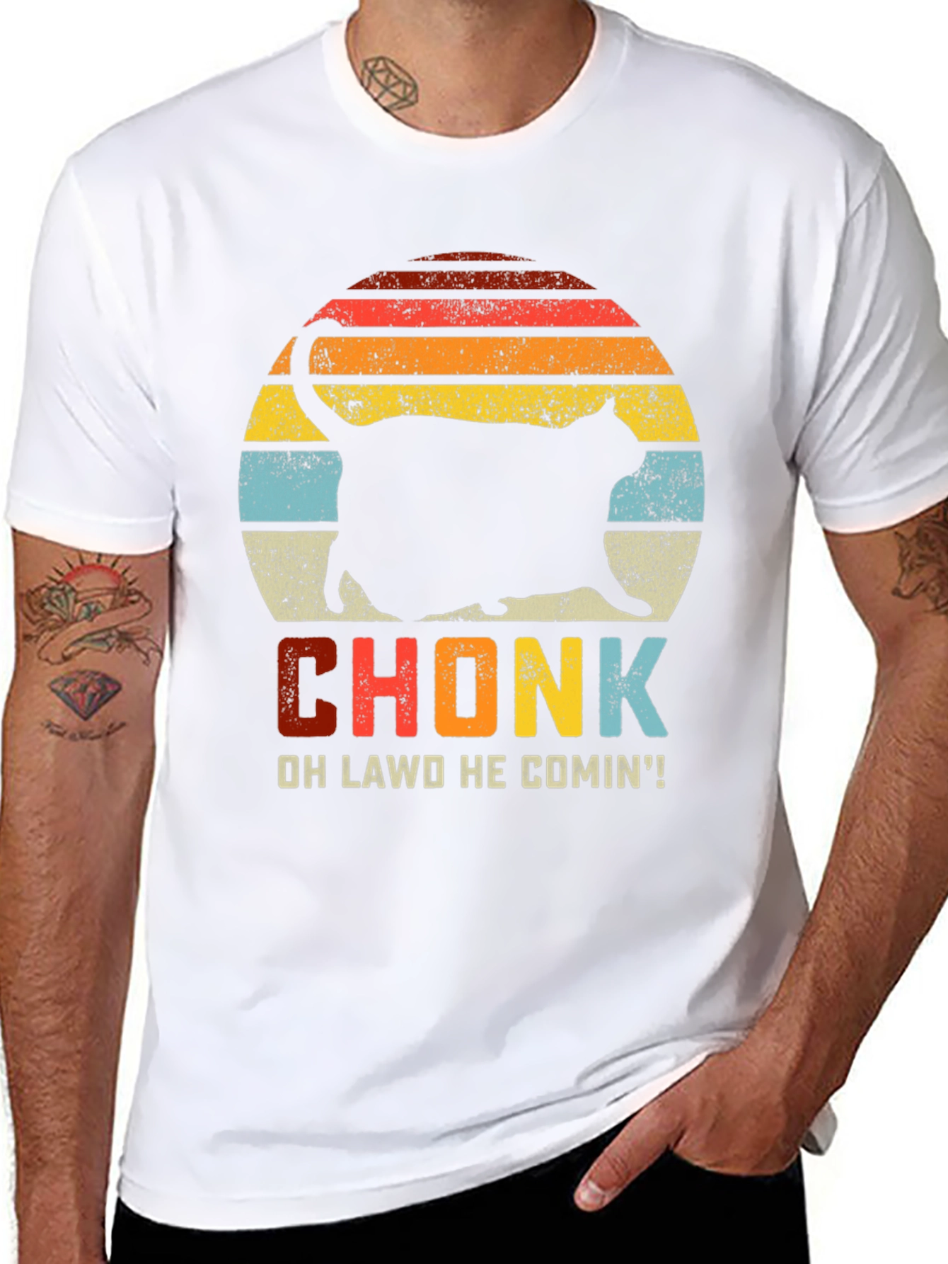 Chonk Cat T-Shirt: Oh Lawd He Comin!
